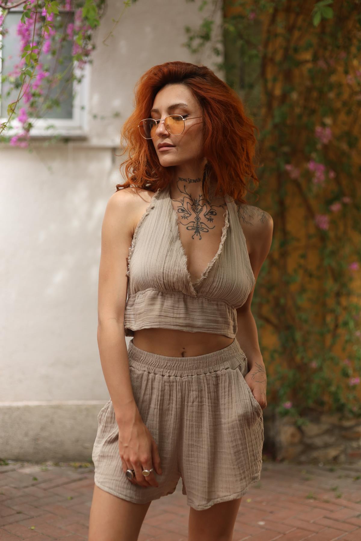 Mink Color Muslin Short