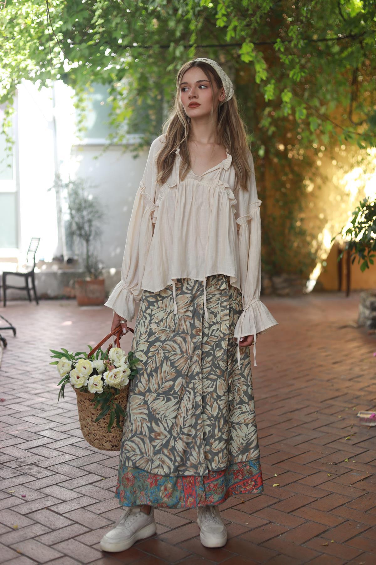 Light Green Double Sided Silk Wrap Skirt