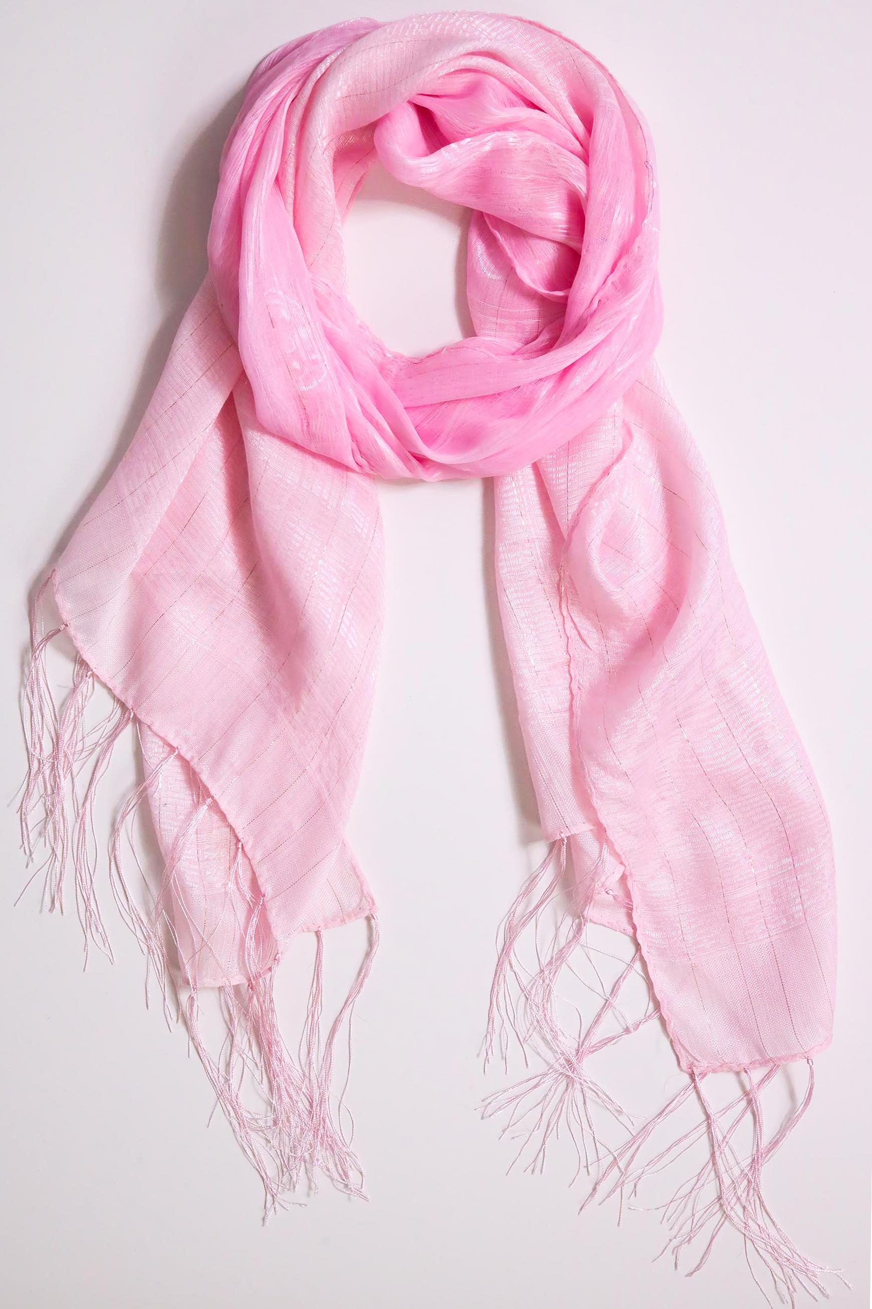  Pembe Kendinden Desenli Çizgili Şal