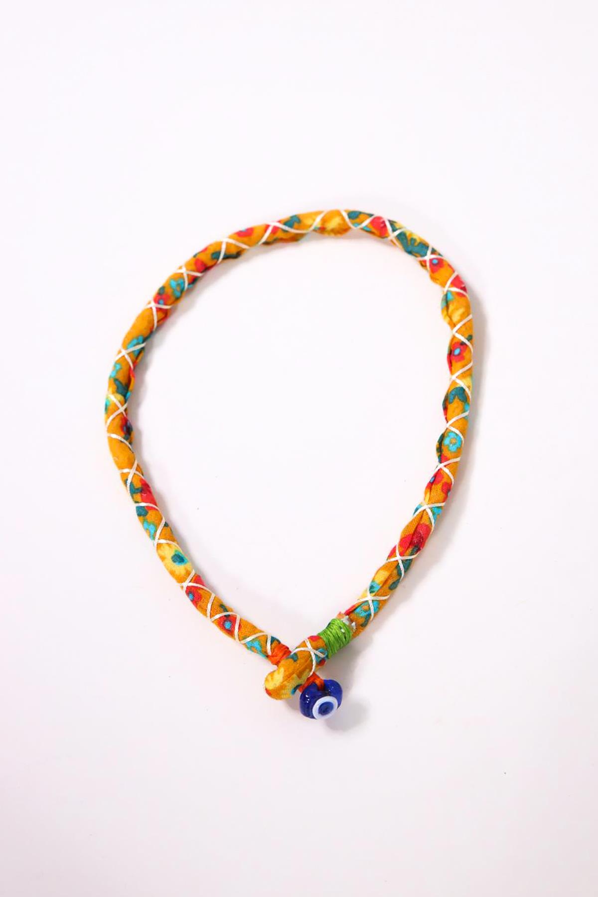 Çiçek Desenli Nazar Boncuğu Detaylı Kolye - Şaman Butik Çiçek Desenli Nazar Boncuğu Detaylı Kolye