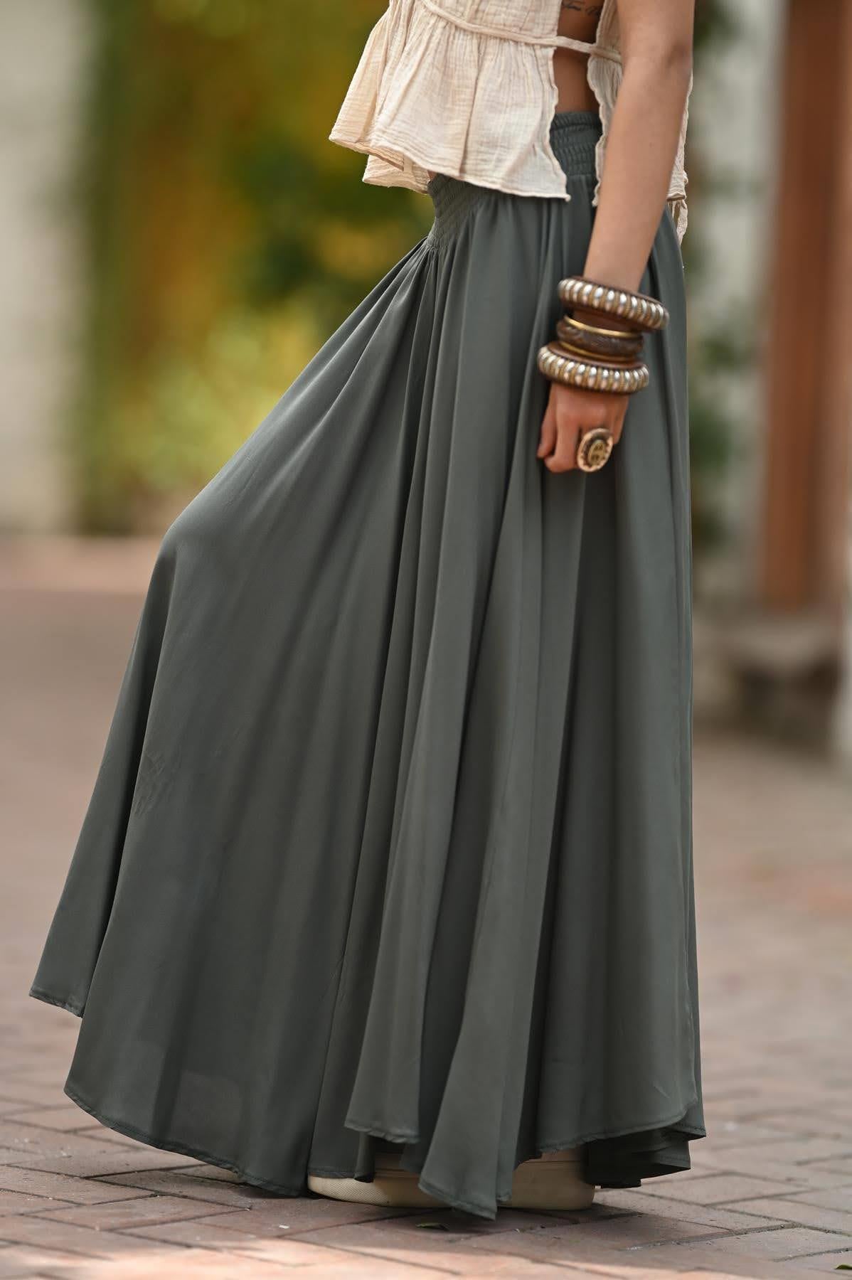 Haki Beli Gipeli Bol Paça Salaş Pantolon