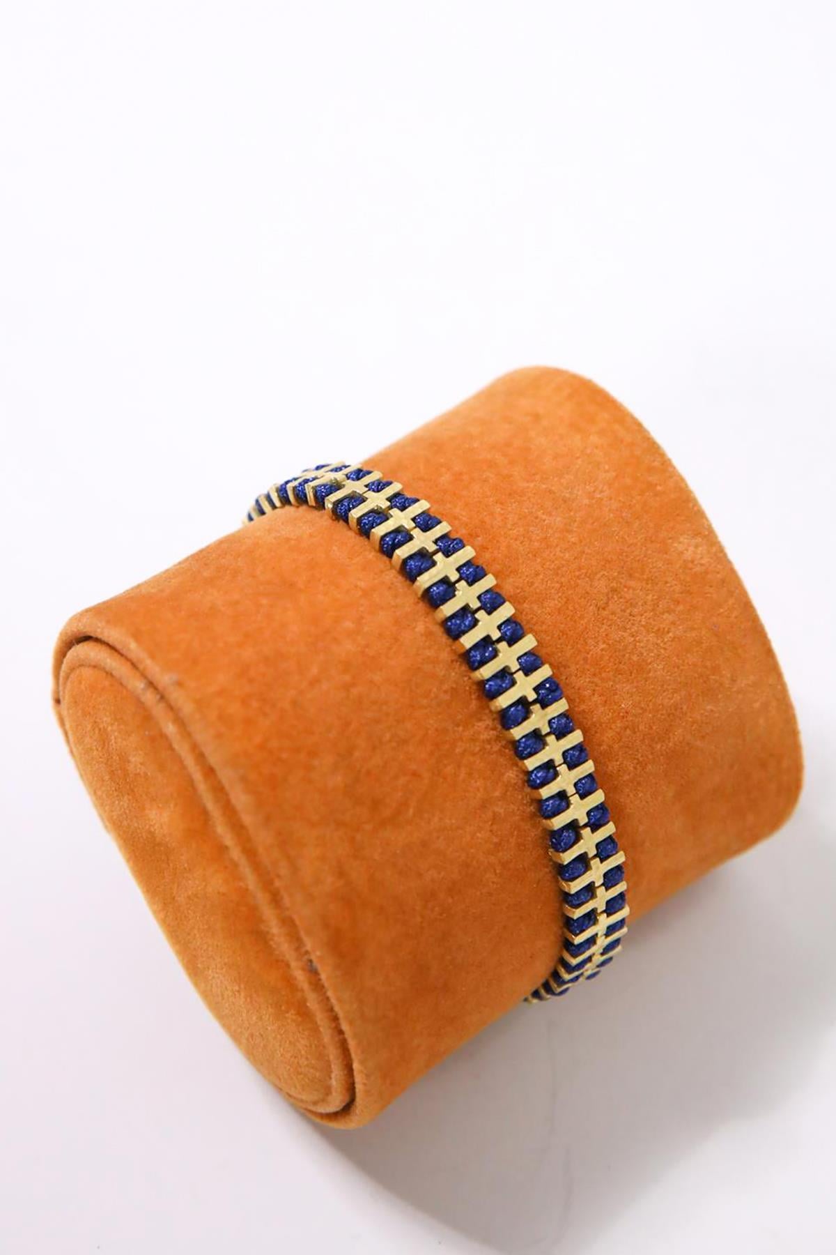 Alloy Madeni Lacivert İpli El Yapımı Bileklik - Şaman Butik Alloy Madeni Lacivert İpli El Yapımı Bileklik