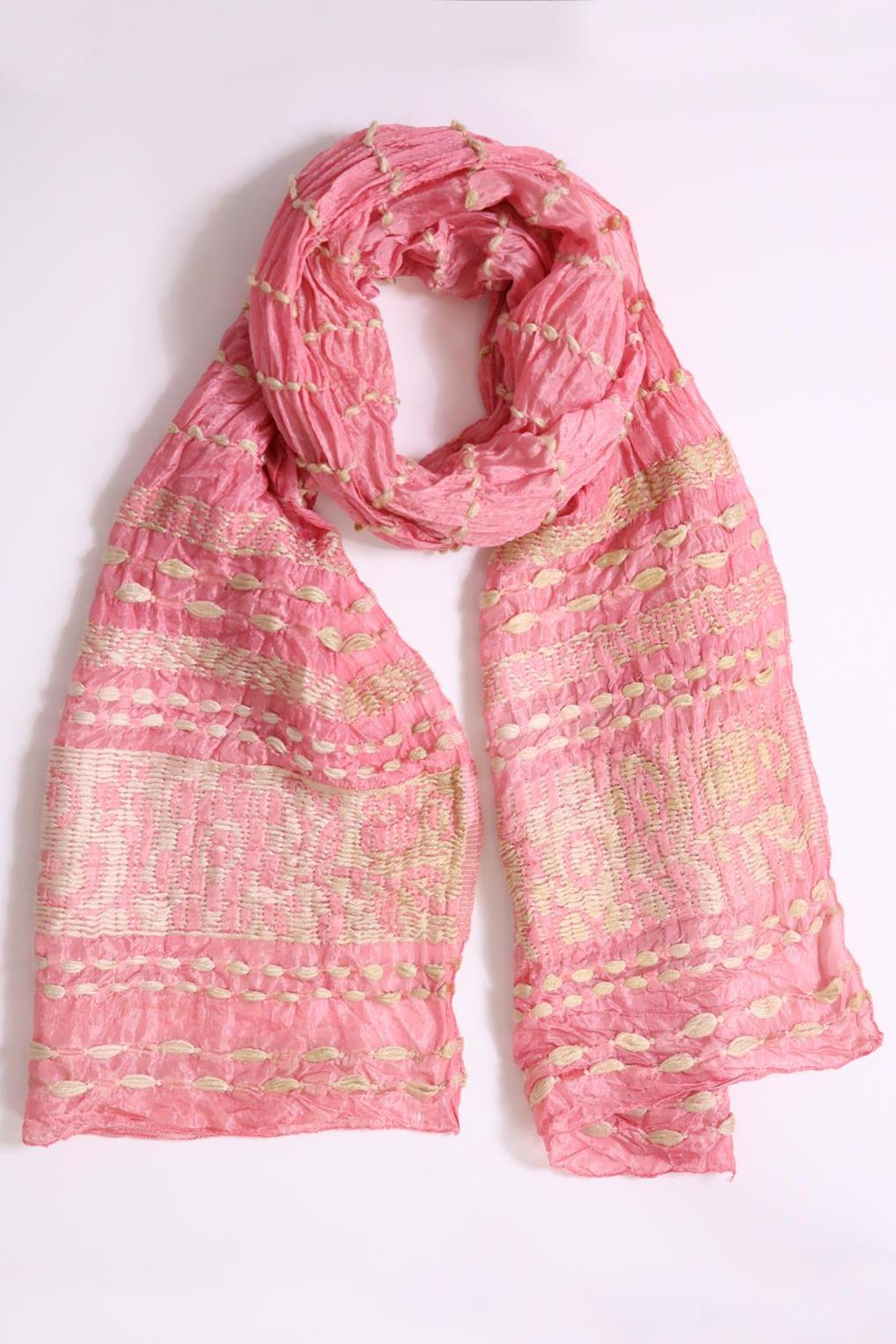  Pembe Çoban Dikişli Şal