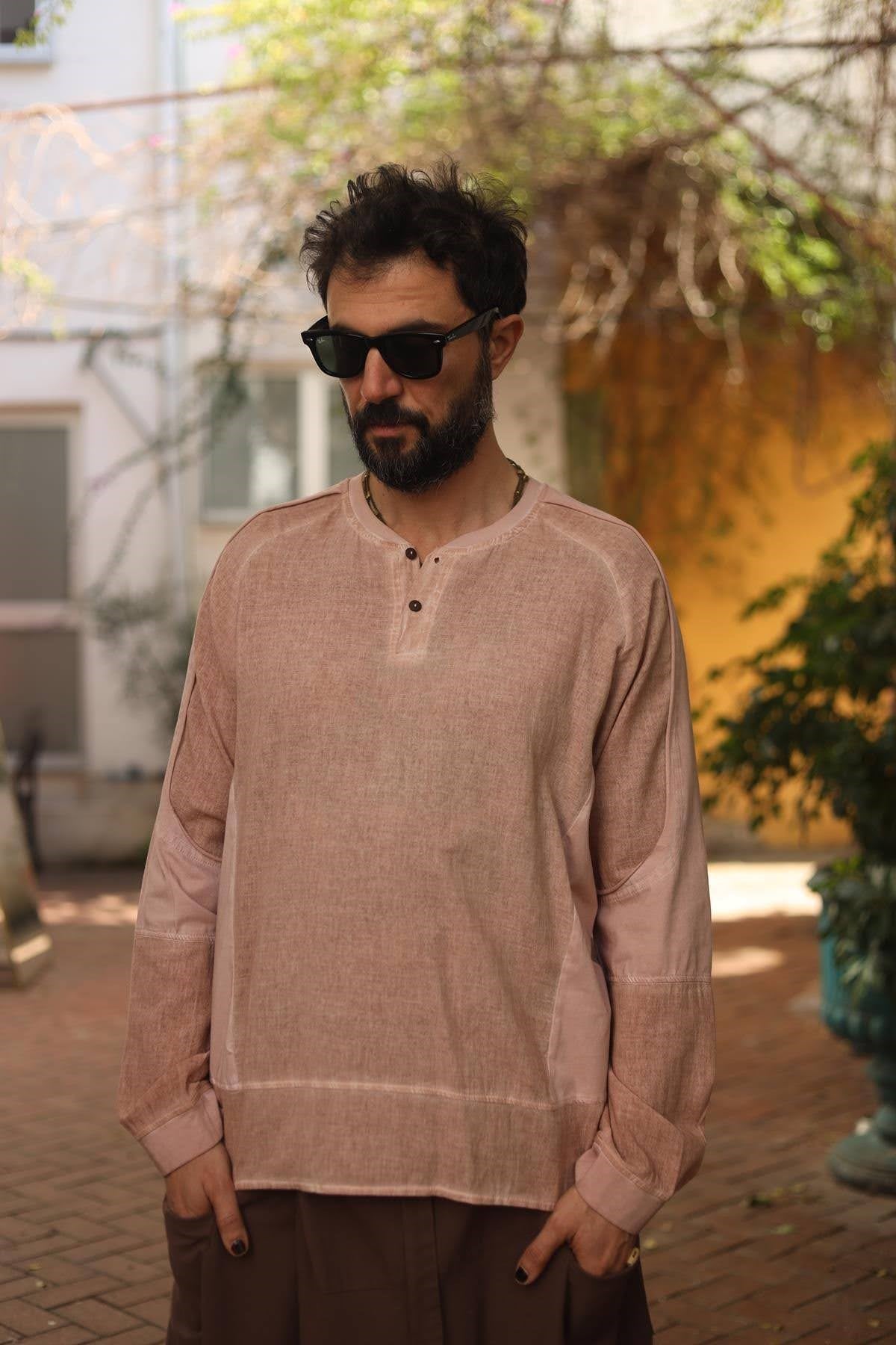 Pudra Rengi Parça Detaylı Erkek Gömlek