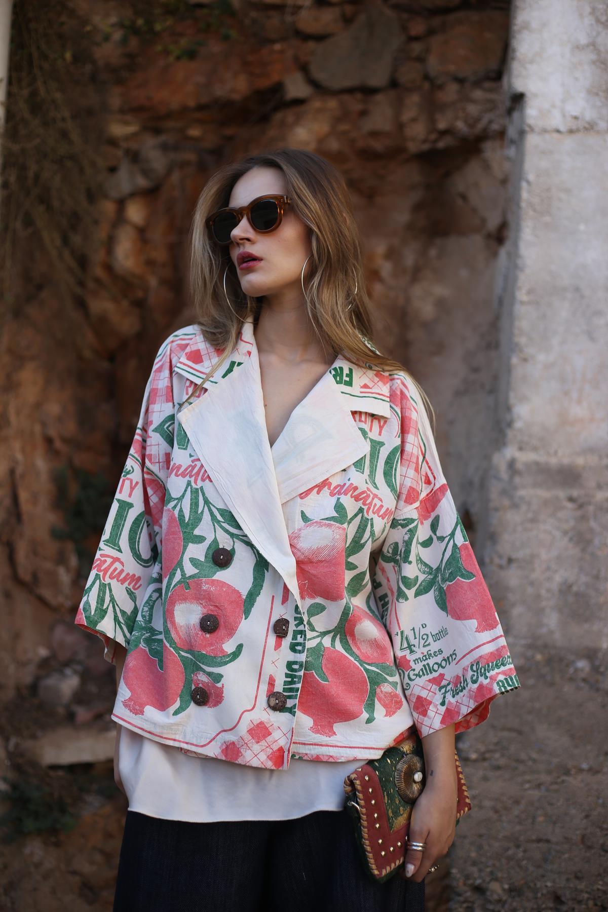 Ecru Patterned Button Detailed Shirt