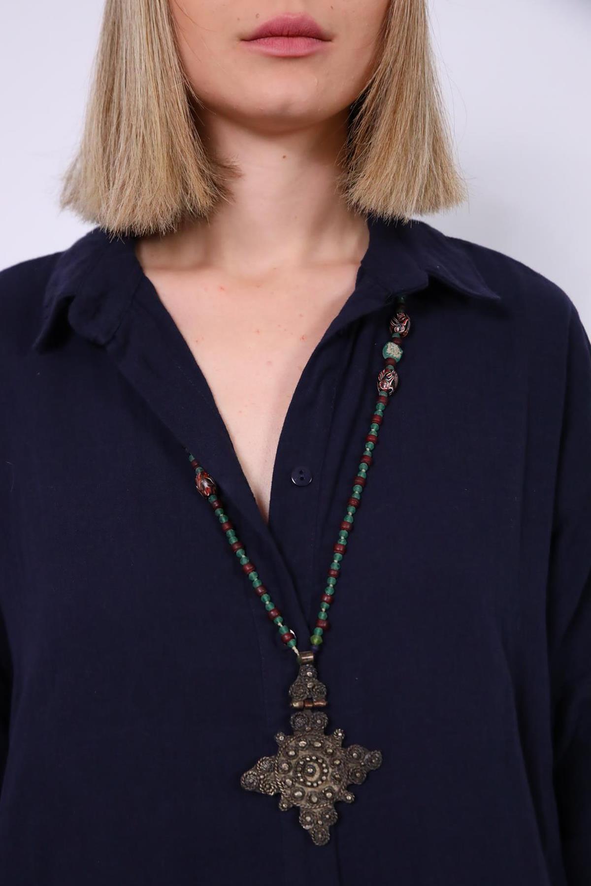  Yeşil Cam Mala Kolye