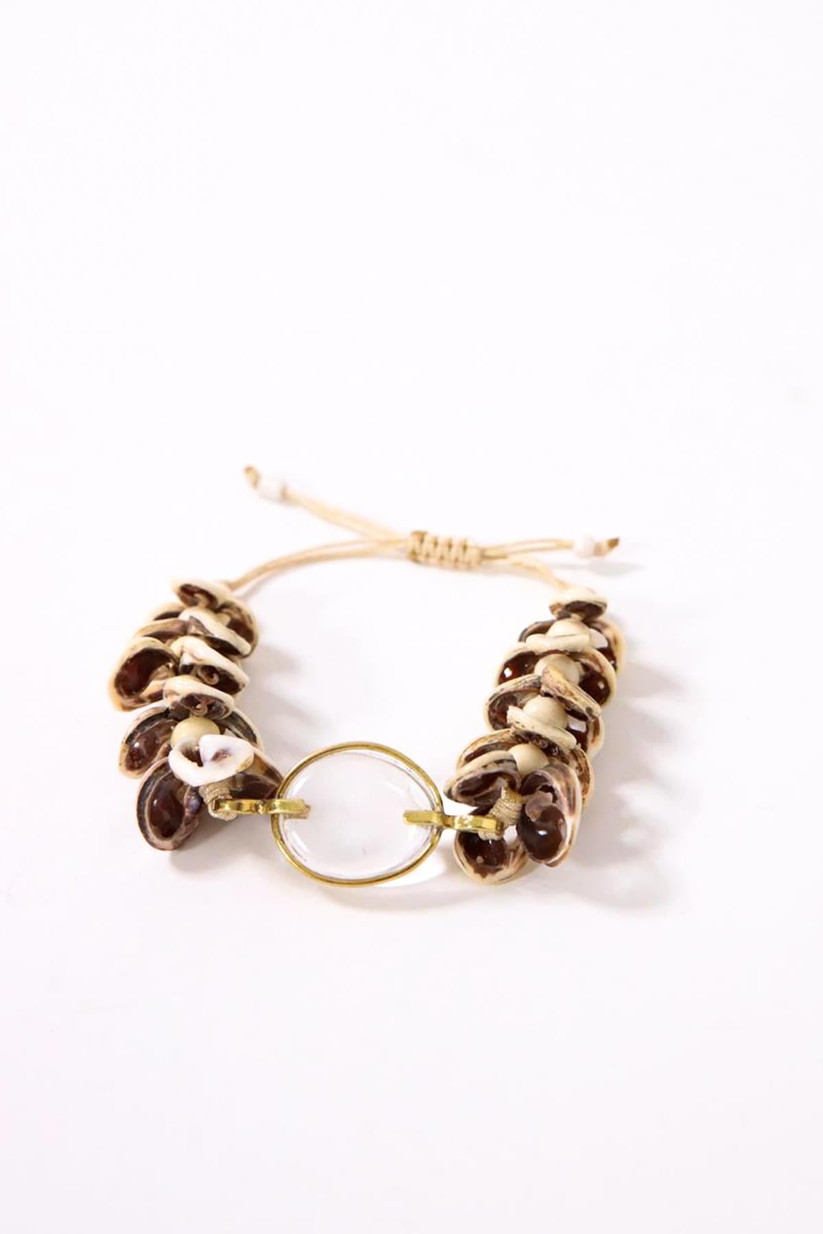 El Yapımı Cam Tasarım Deniz Kabuğu Bileklik - Şaman Butik El Yapımı Cam Tasarım Deniz Kabuğu Bileklik