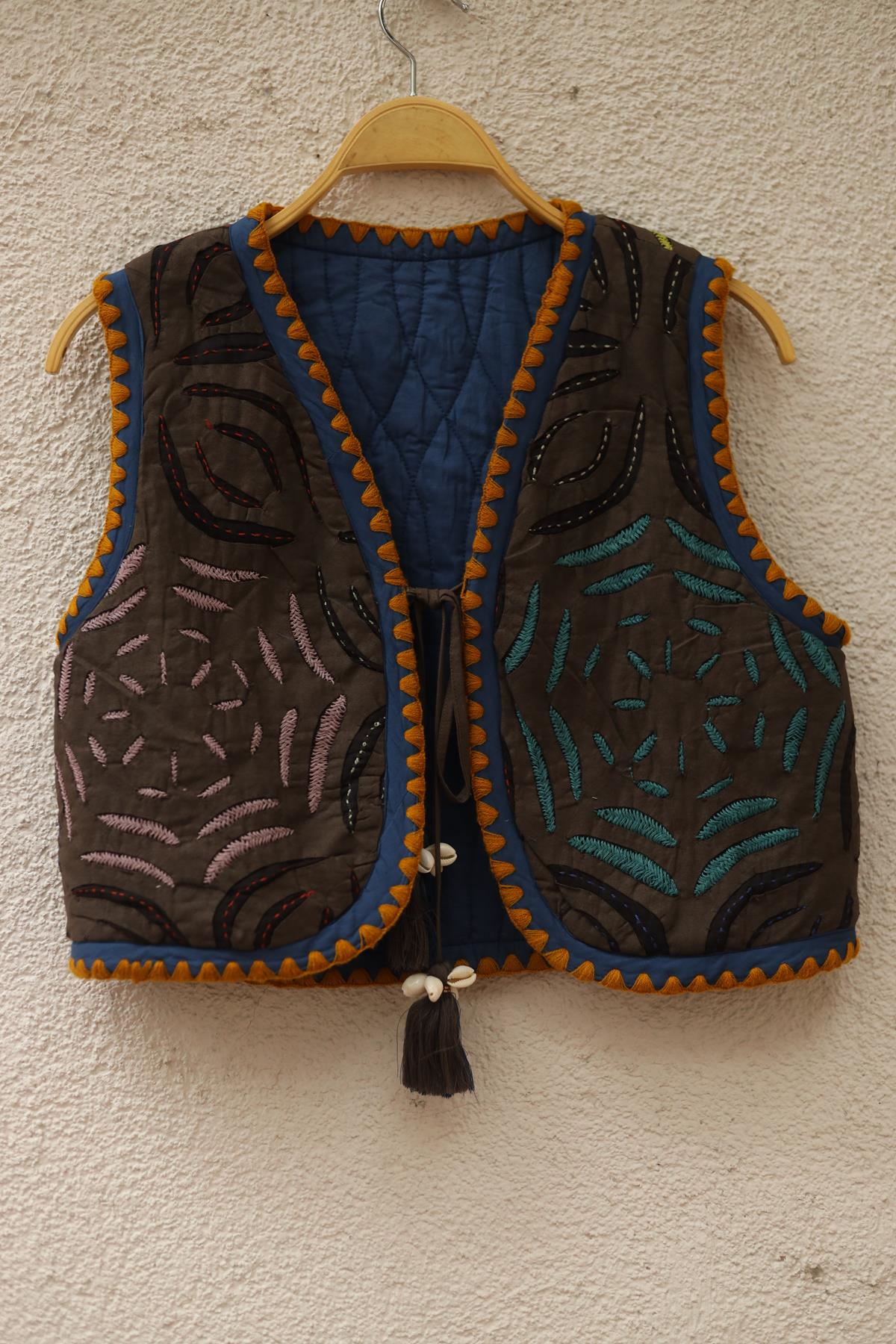 Dark Mink Seashell Fringed Vest
