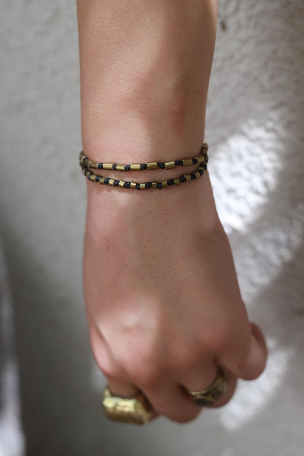 Alloy Madeni Çift Sıra El Yapımı Bileklik