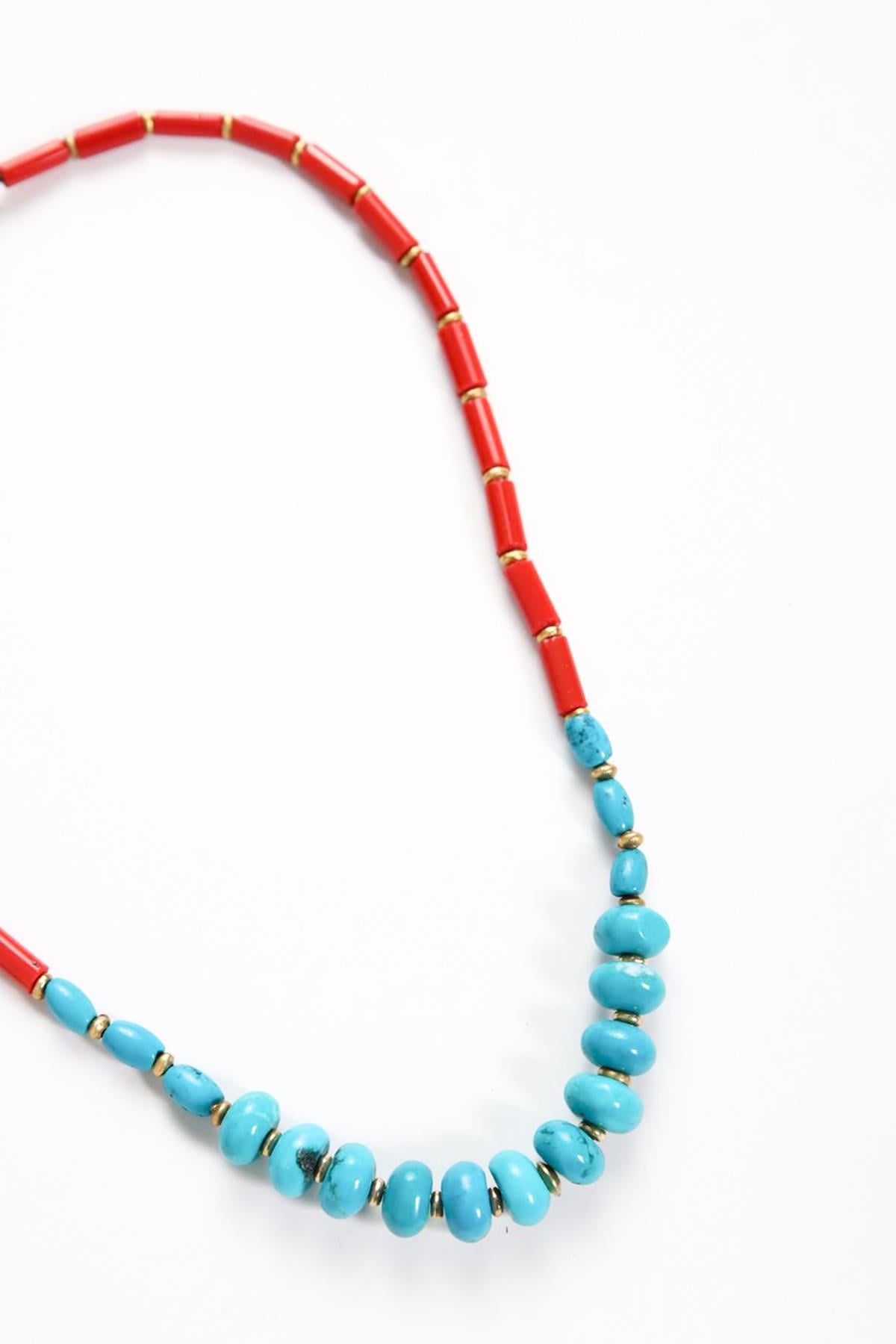 Turkuaz Mercan Kulplu Kolye - Şaman Butik Turkuaz Mercan Kulplu Kolye