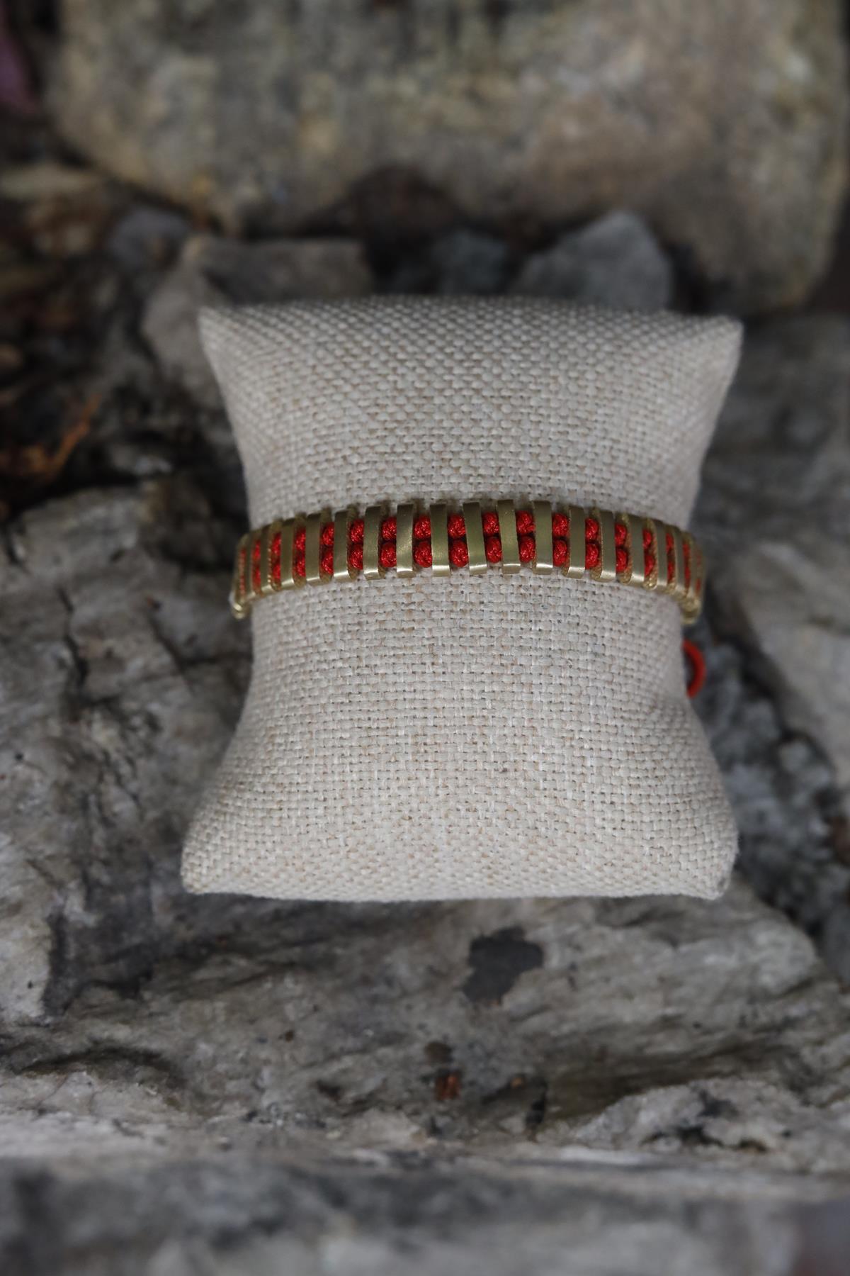 Alloy Madeni Kırmızı İpli El Yapımı Bileklik