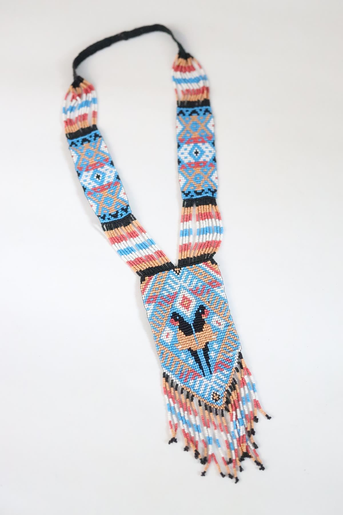 Colorful Bead Knitted Tie Necklace