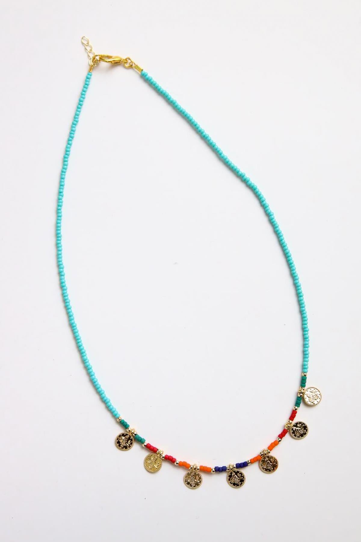 Pul Detay Turkuaz Kolye - Şaman Butik Pul Detay Turkuaz Kolye