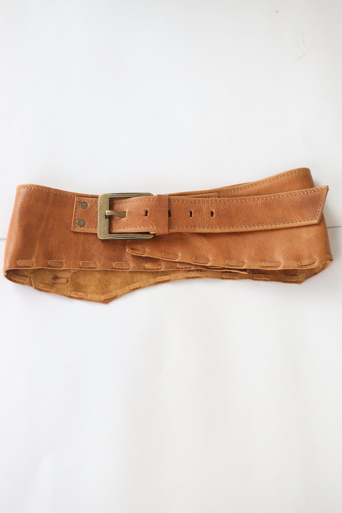 Camel Pieced Leather Belt