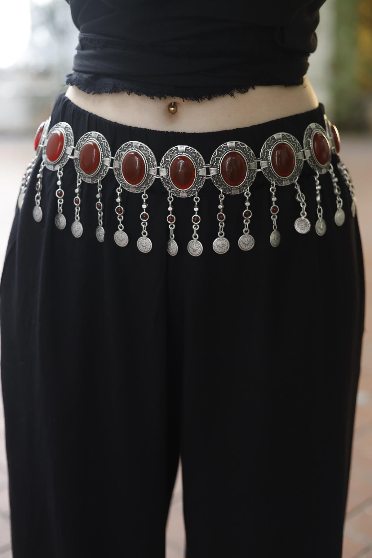 Silver Plated Burgundy Belt