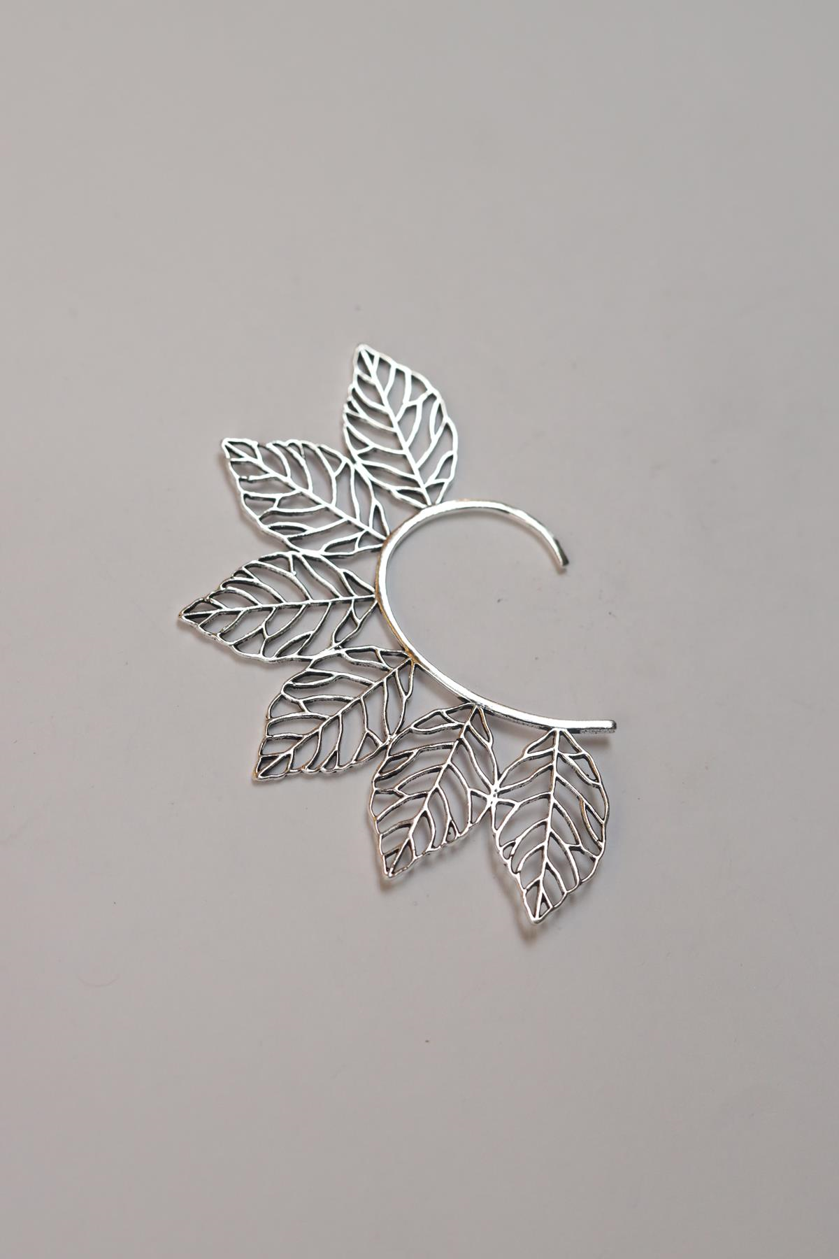 Düşük Ayar Gümüş Büyük Desenli Ear Cuff