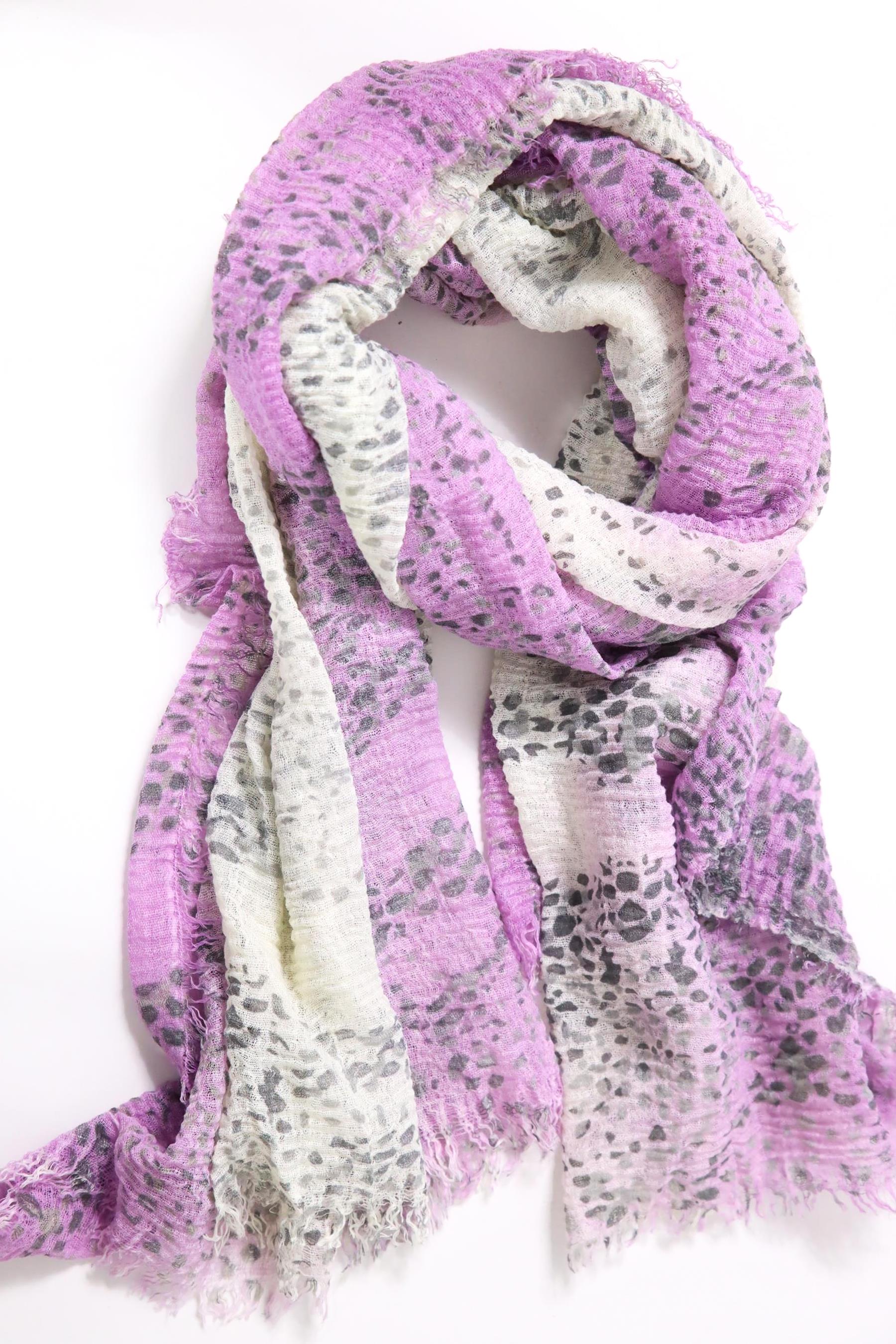 Lila Leopar Desenli Pamuk Şal - Şaman Butik Lila Leopar Desenli Pamuk Şal