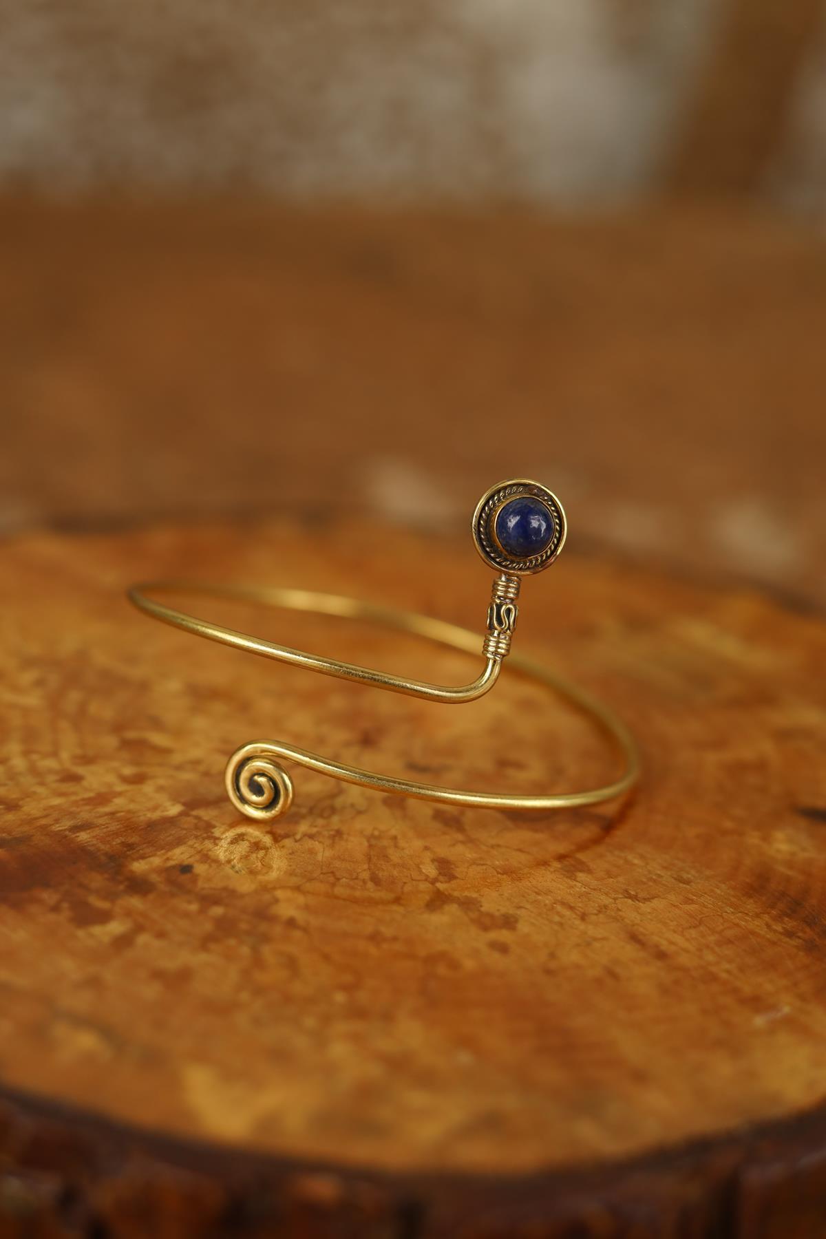 Doğal Taş Detaylı Bronz Pazu Bileklik