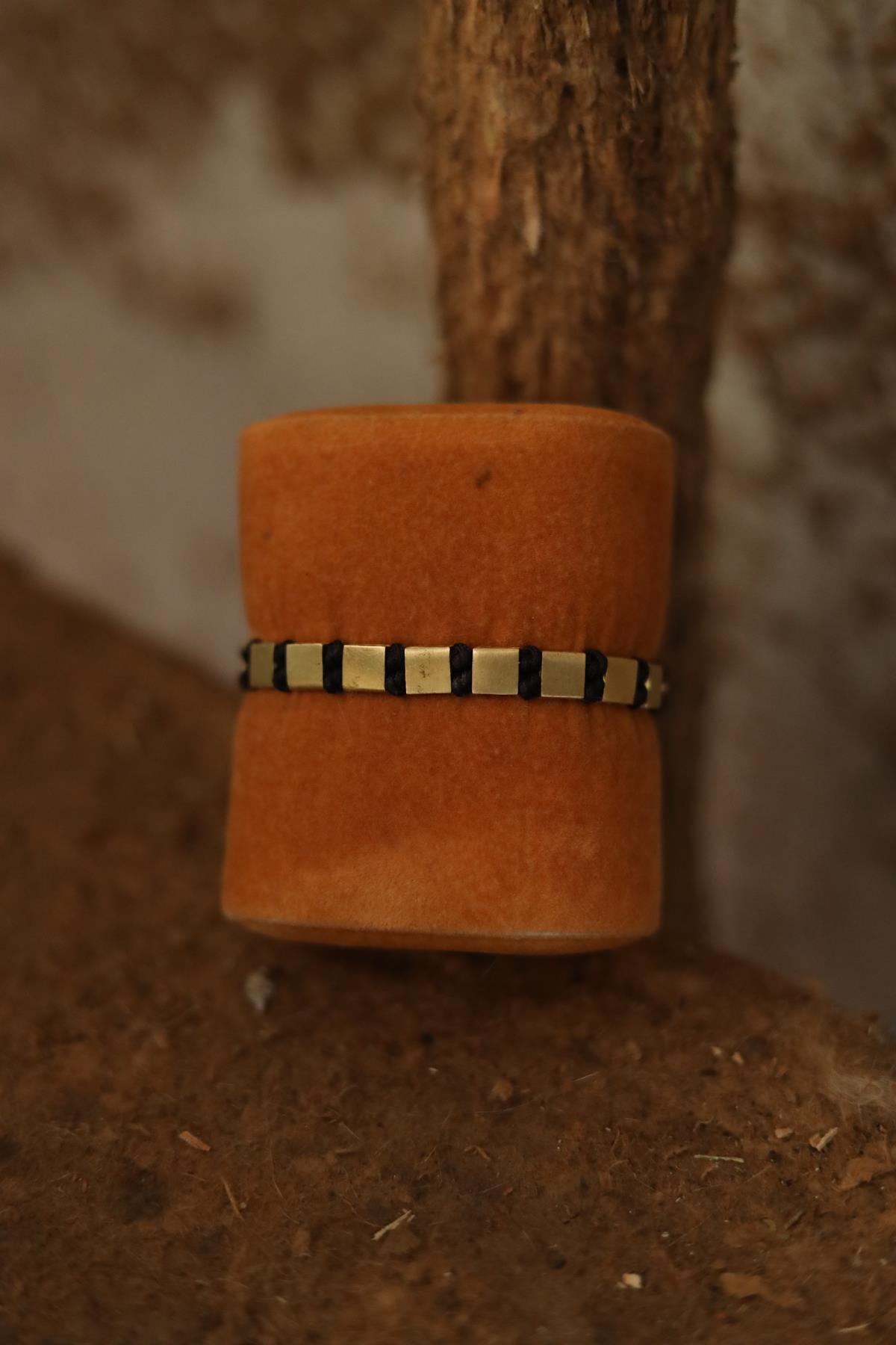 Black Cord Alloy Bracelet