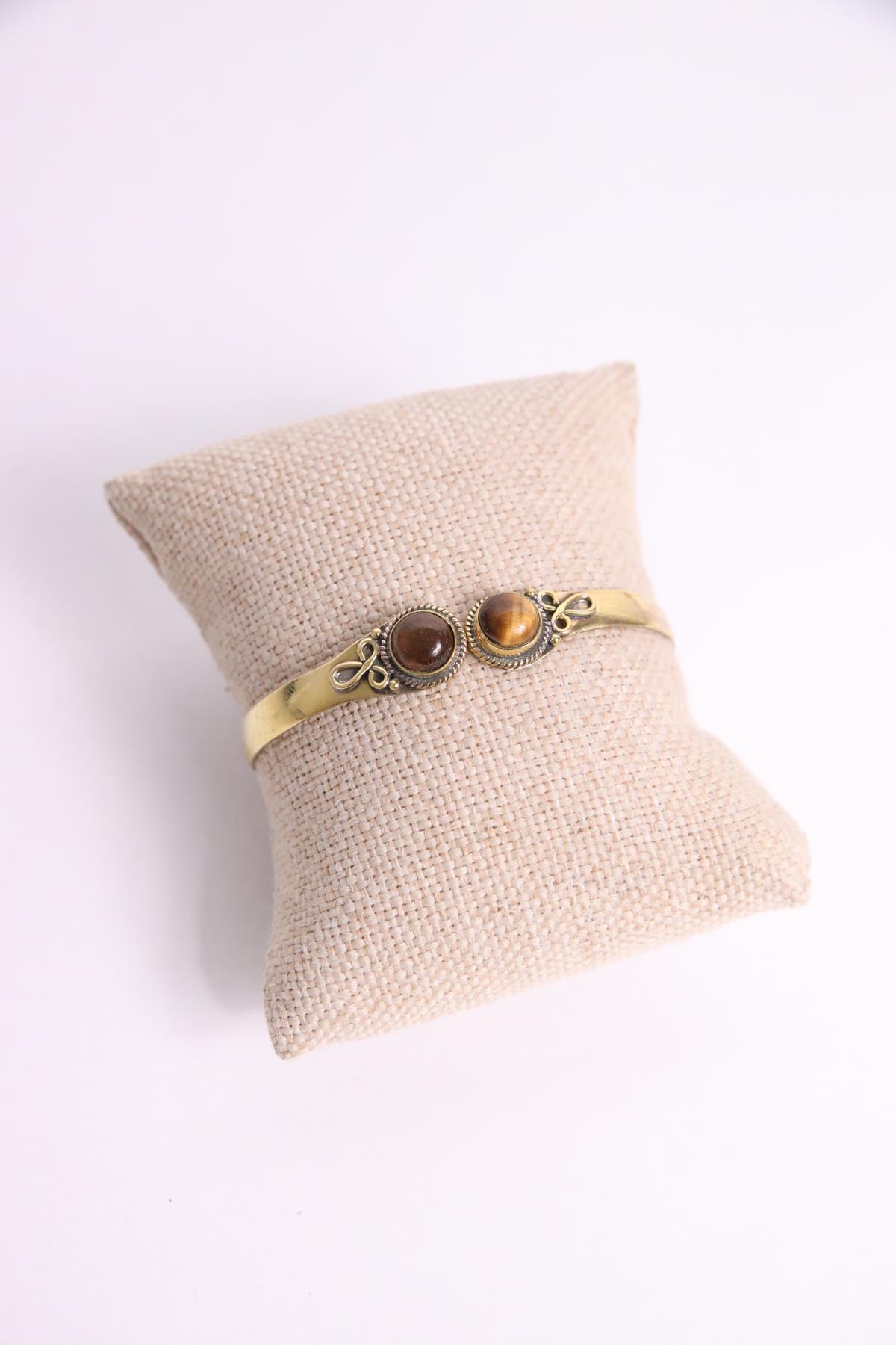 Doğal Taş Detaylı Bronz Bileklik