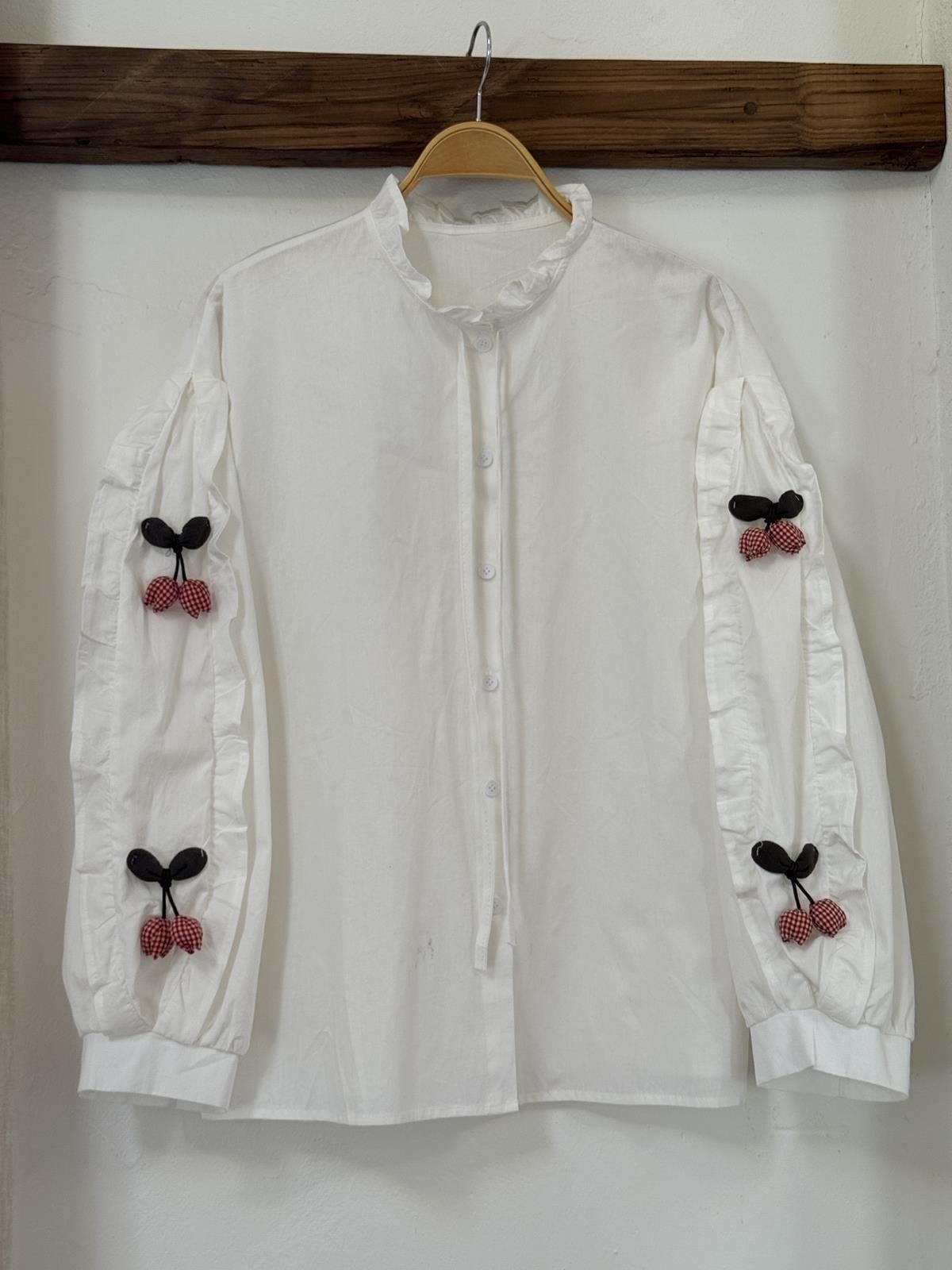 White Flounce Sleeve Authentic Shirt