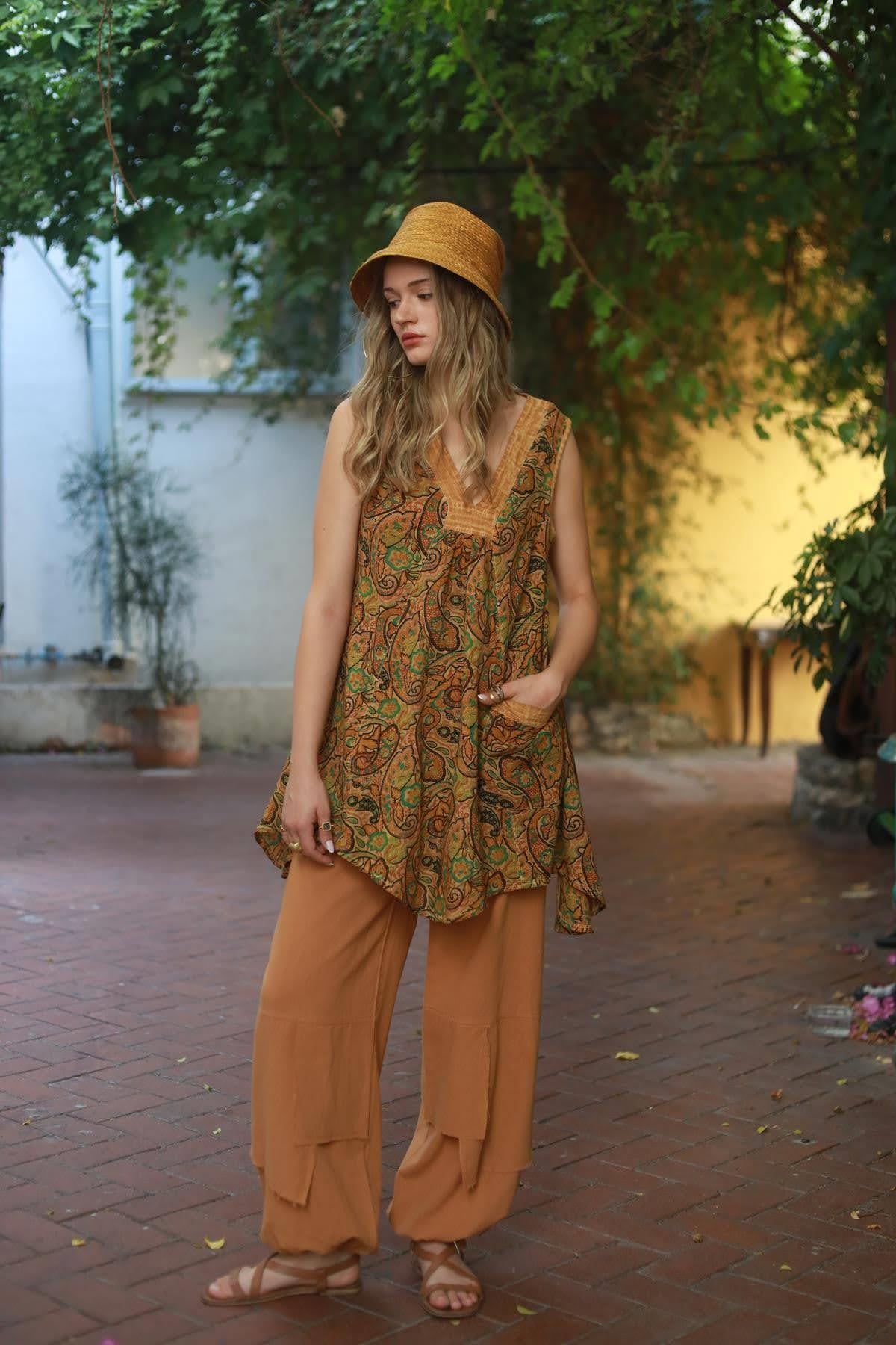 Mustard Paisley Patterned Tunic