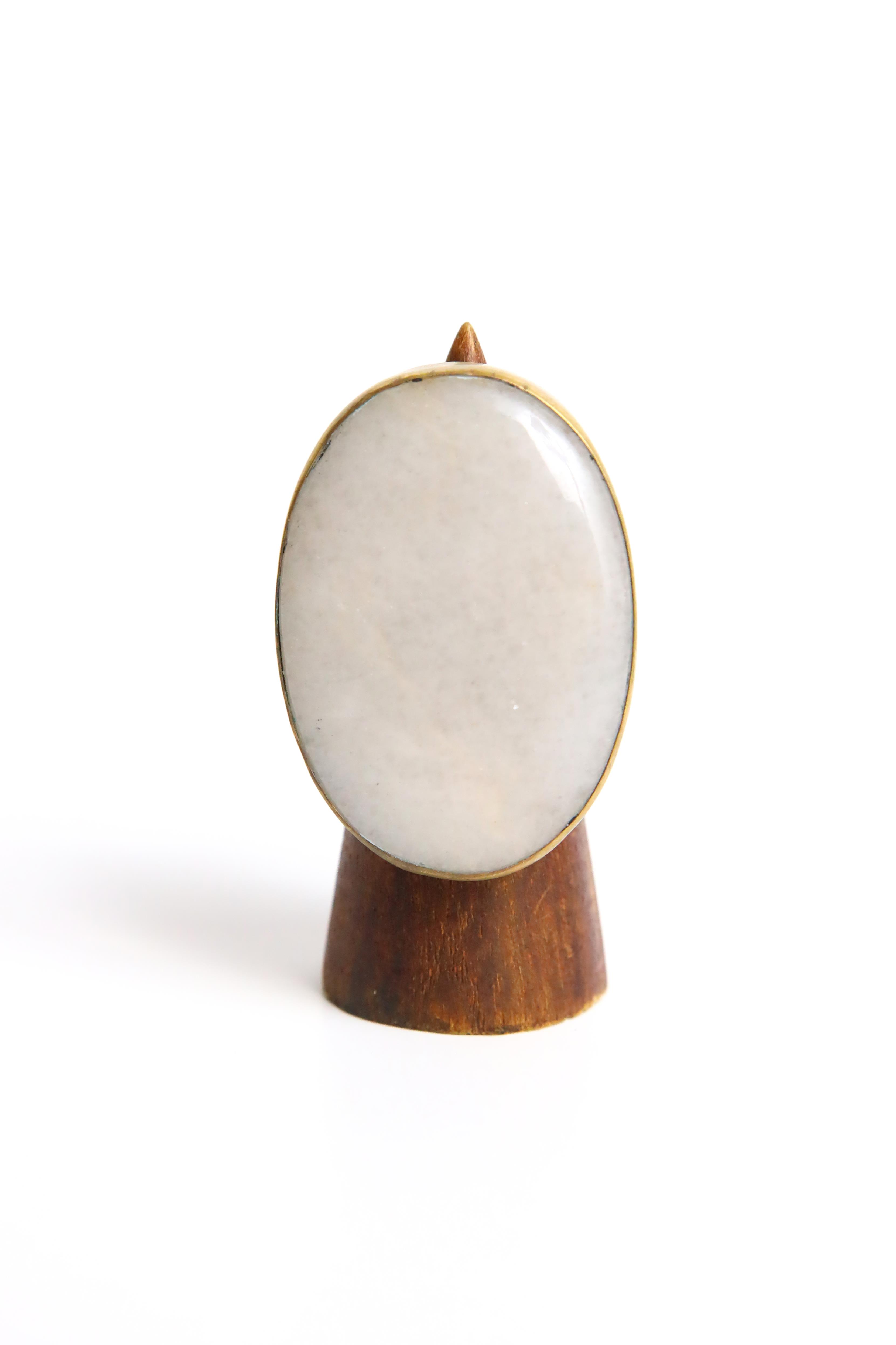  Beyaz Akik Taşlı Ayarlanabilir Yüzük