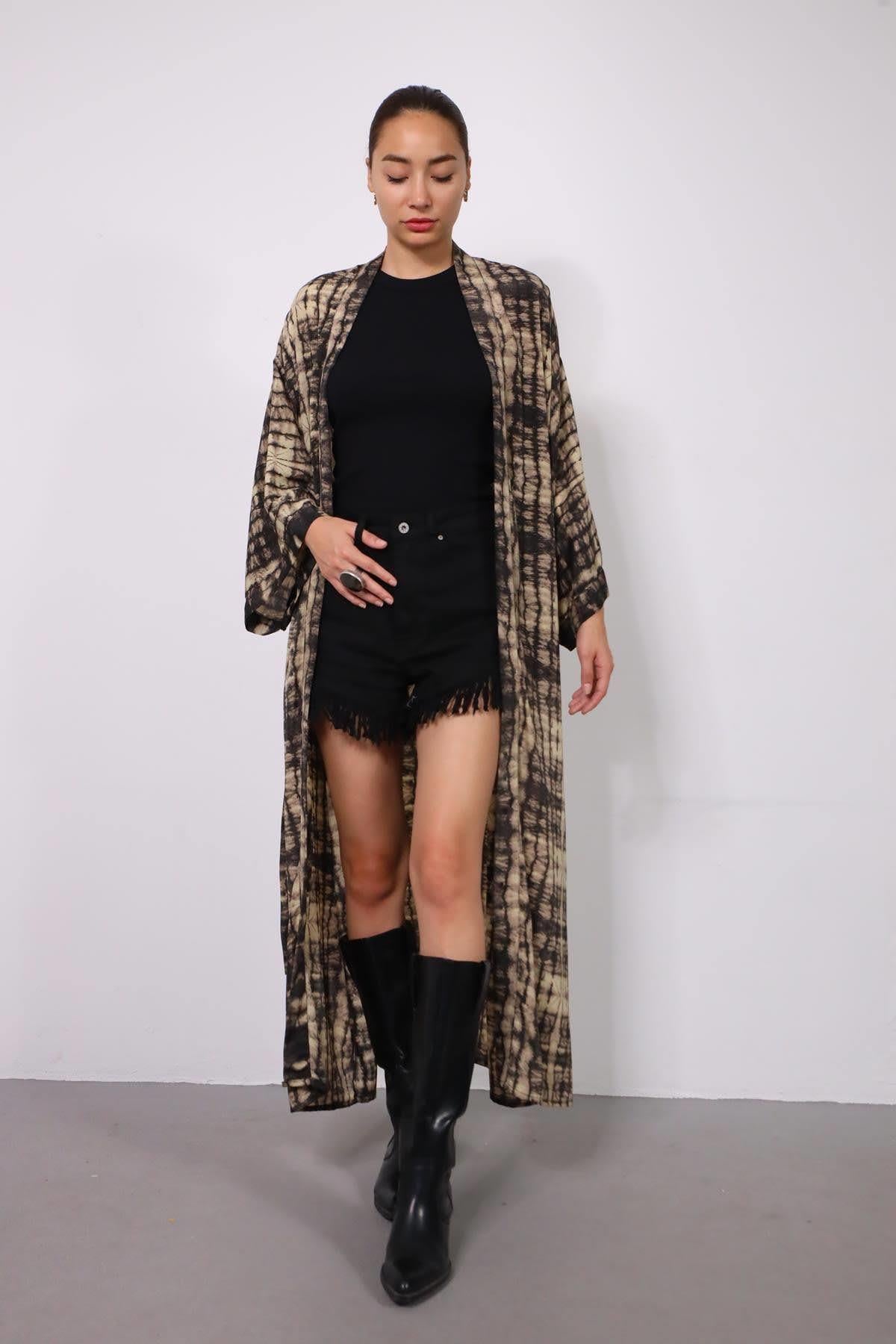 Siyah Desenli Kaftan - Şaman Butik Siyah Desenli Kaftan