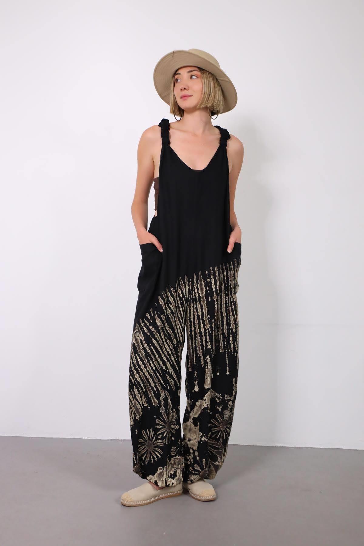 Siyah Batik Desenli Otantik Tulum - Şaman Butik Siyah Batik Desenli Otantik Tulum