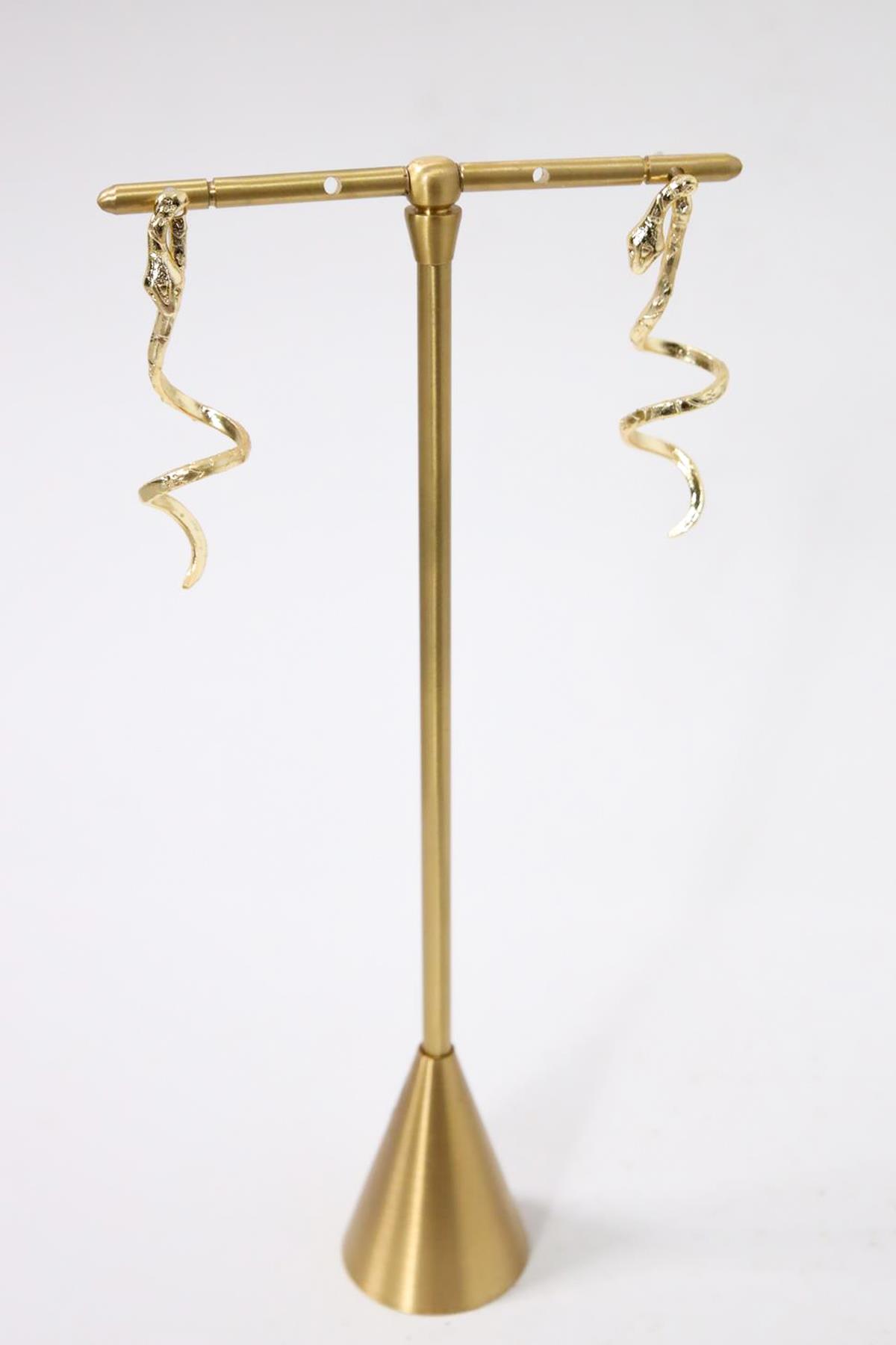 Dokulu Altın Kaplama Yılan Tasarım Küpe - Şaman Butik Dokulu Altın Kaplama Yılan Tasarım Küpe