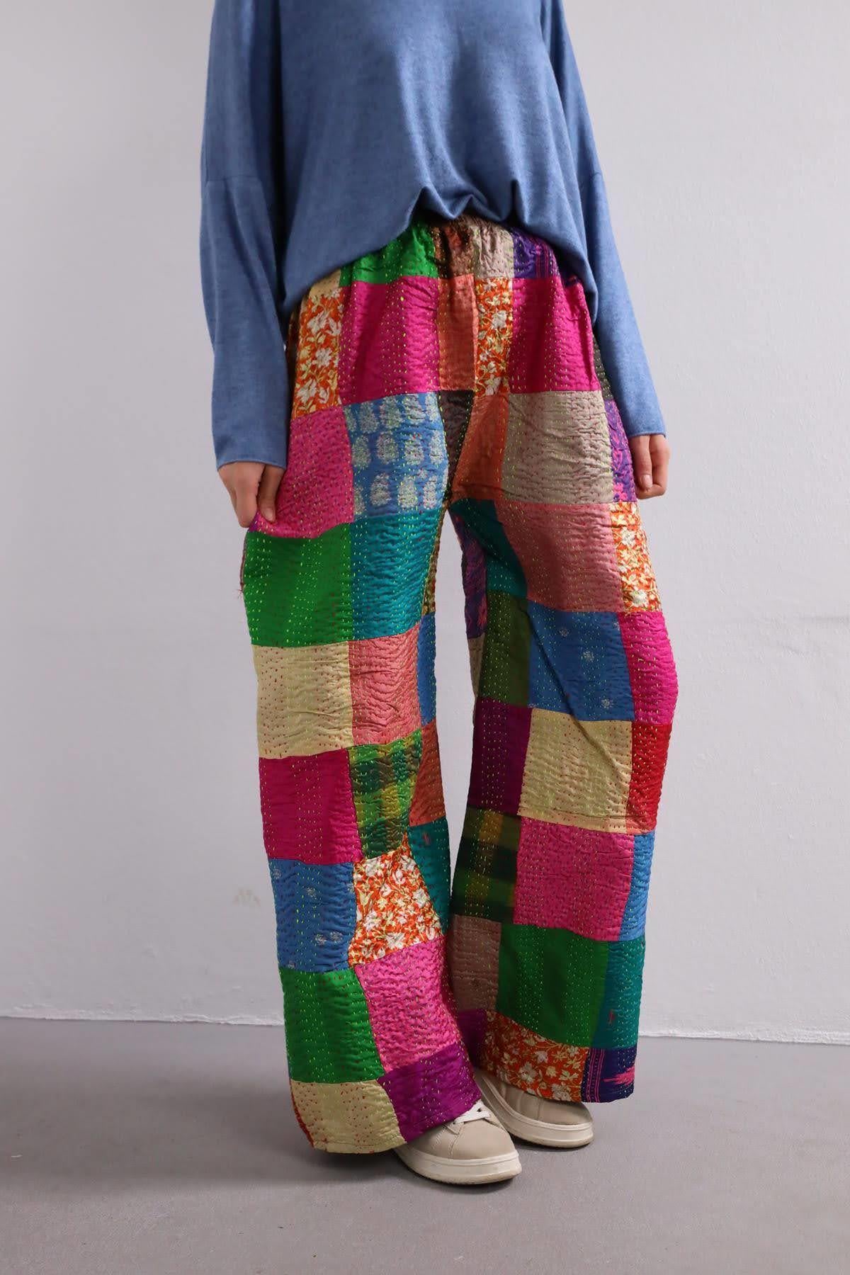 Renkli Patchwork Pantolon - Şaman Butik Renkli Patchwork Pantolon