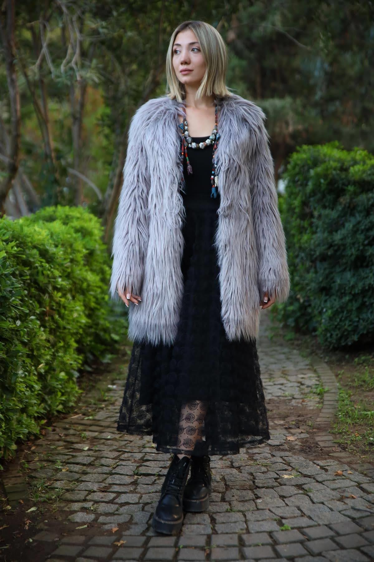 Gri Kürk Ceket - Şaman Butik Gri Kürk Ceket