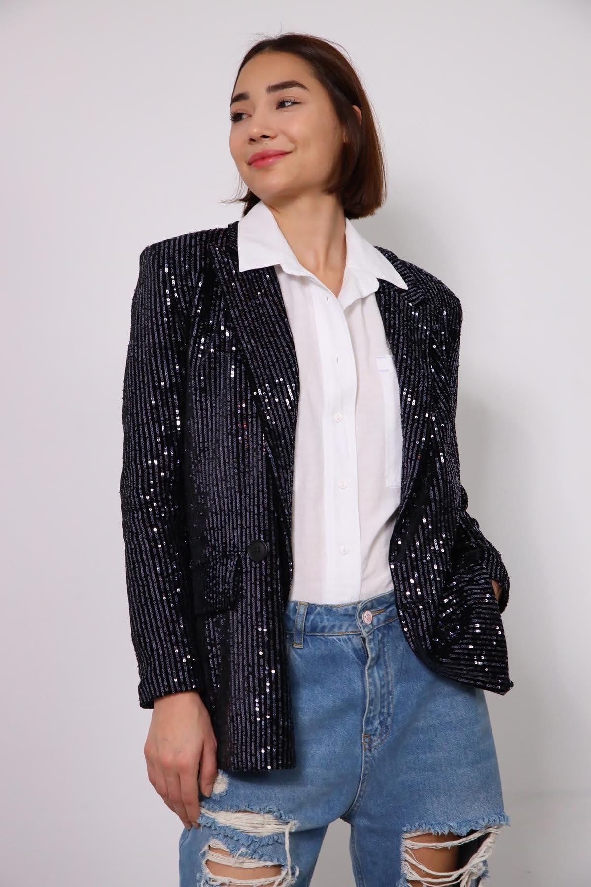  Lacivert Pullu Şık Ceket