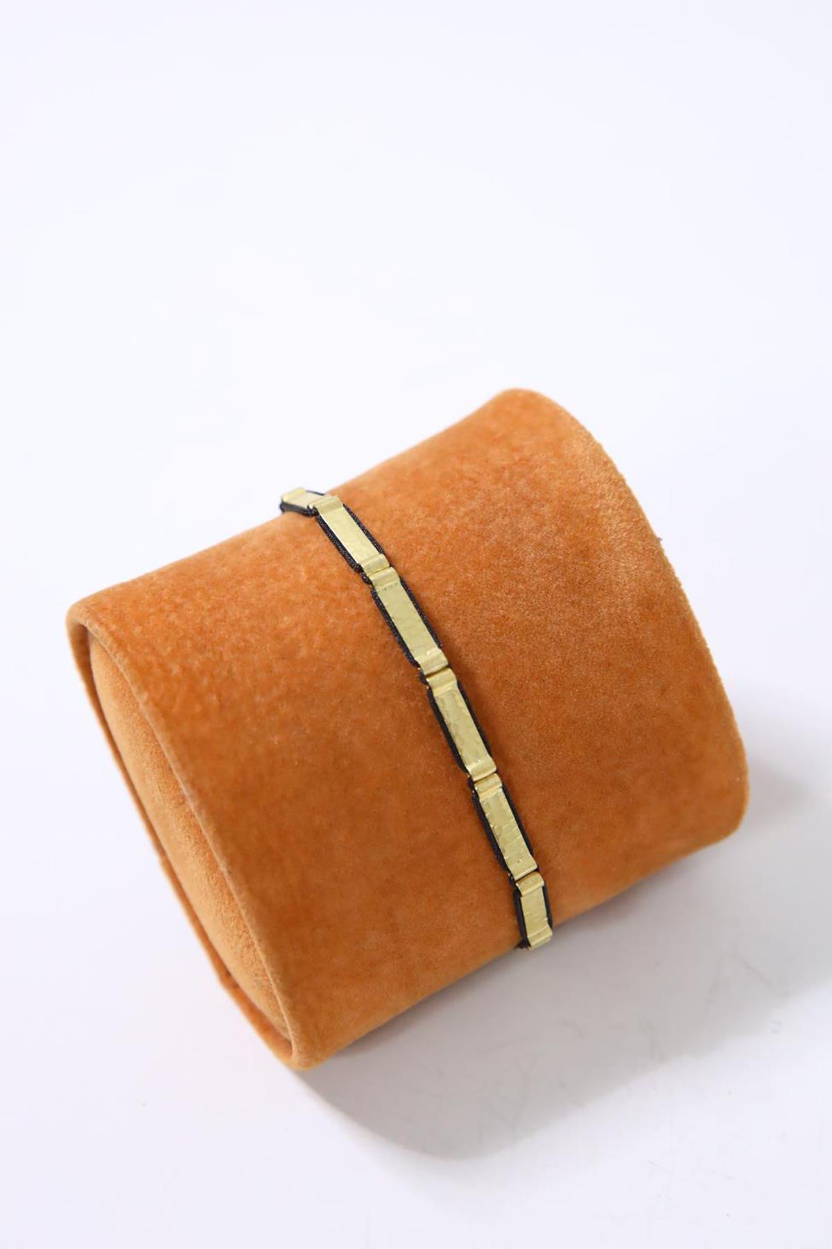 Alloy Madeni El Yapımı Siyah İpli Bileklik - Şaman Butik Alloy Madeni El Yapımı Siyah İpli Bileklik