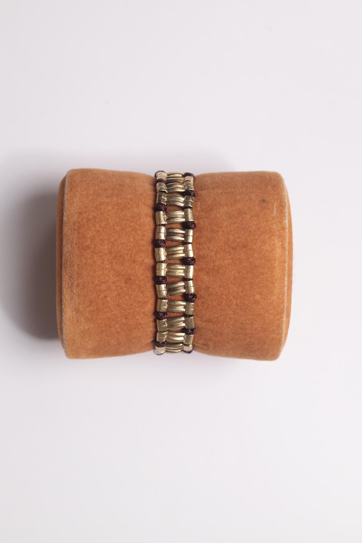 Alloy Madeni Kahverengi İpli El Yapımı Bileklik