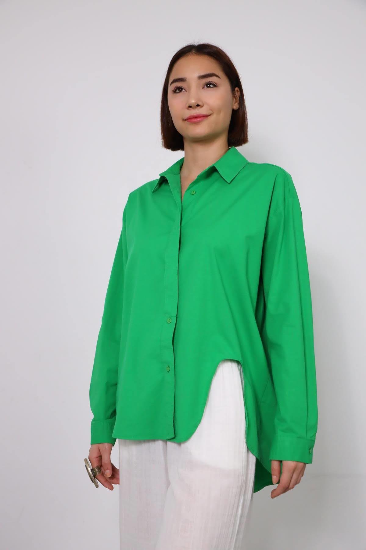 Green Back Long Detail Shirt Green Back Long Detail Shirt
