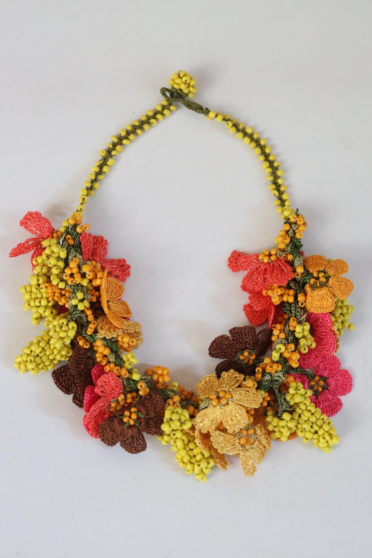 Boncuklu Tasarım İğne Oyası Kolye