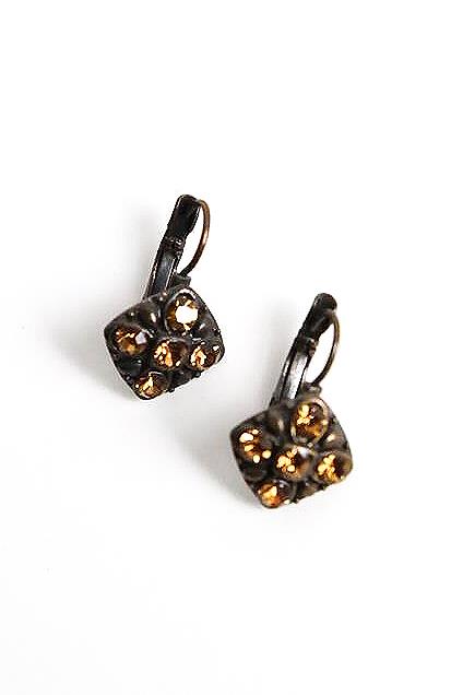 Kristal Taşlı Kare Küpe - Şaman Butik Kristal Taşlı Kare Küpe