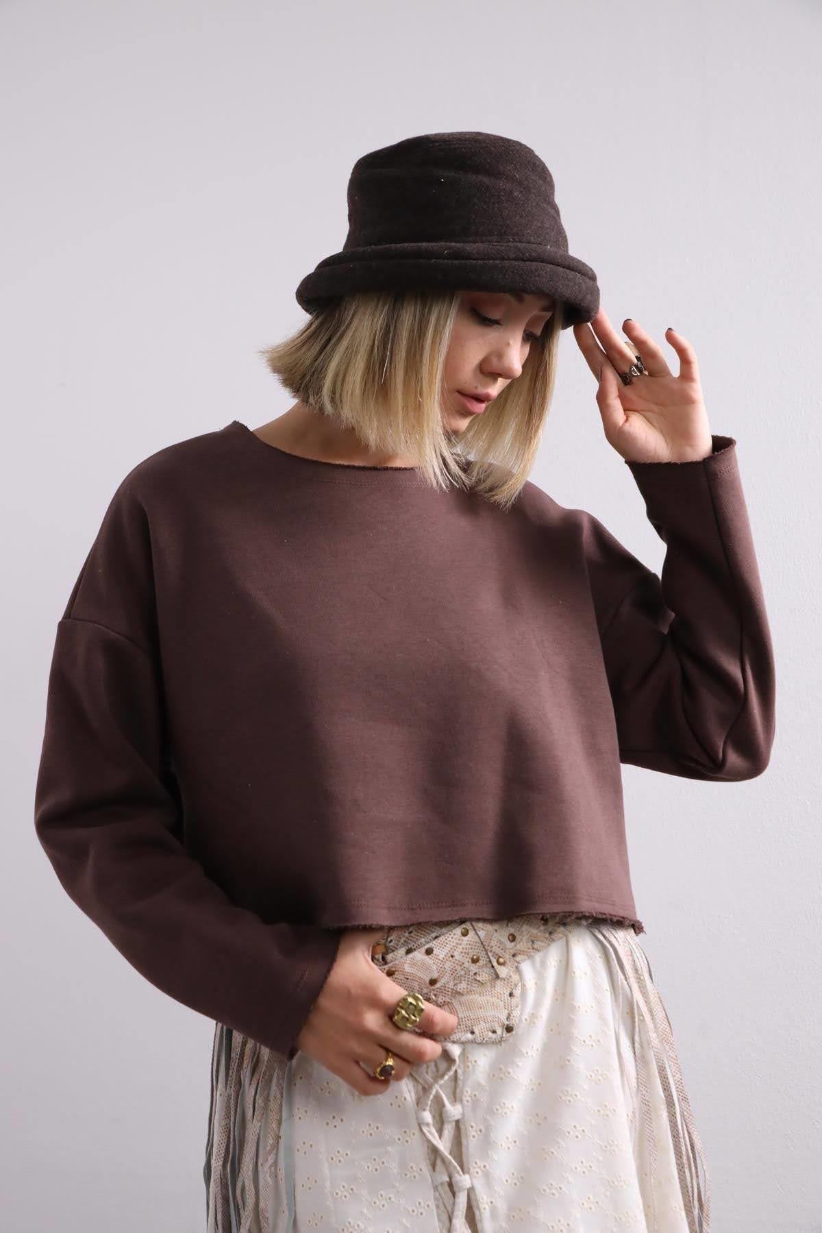  Acı Kahve Salaş Crop Sweat