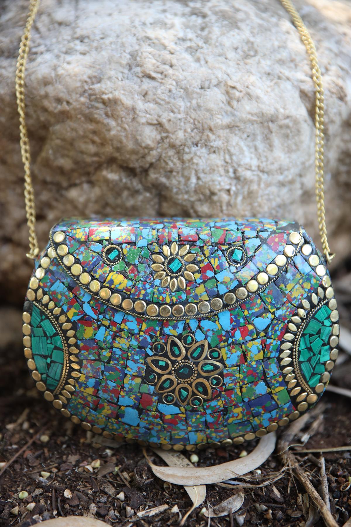 Colorful Mosaic Stone Design Bag