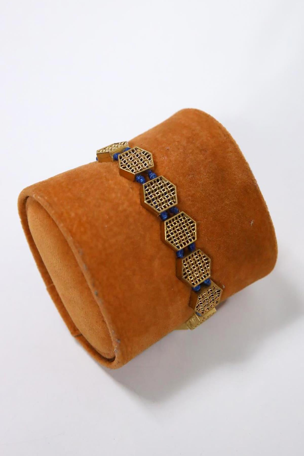 Dokulu Geometrik Tasarım Bronz Bileklik - Şaman Butik Dokulu Geometrik Tasarım Bronz Bileklik