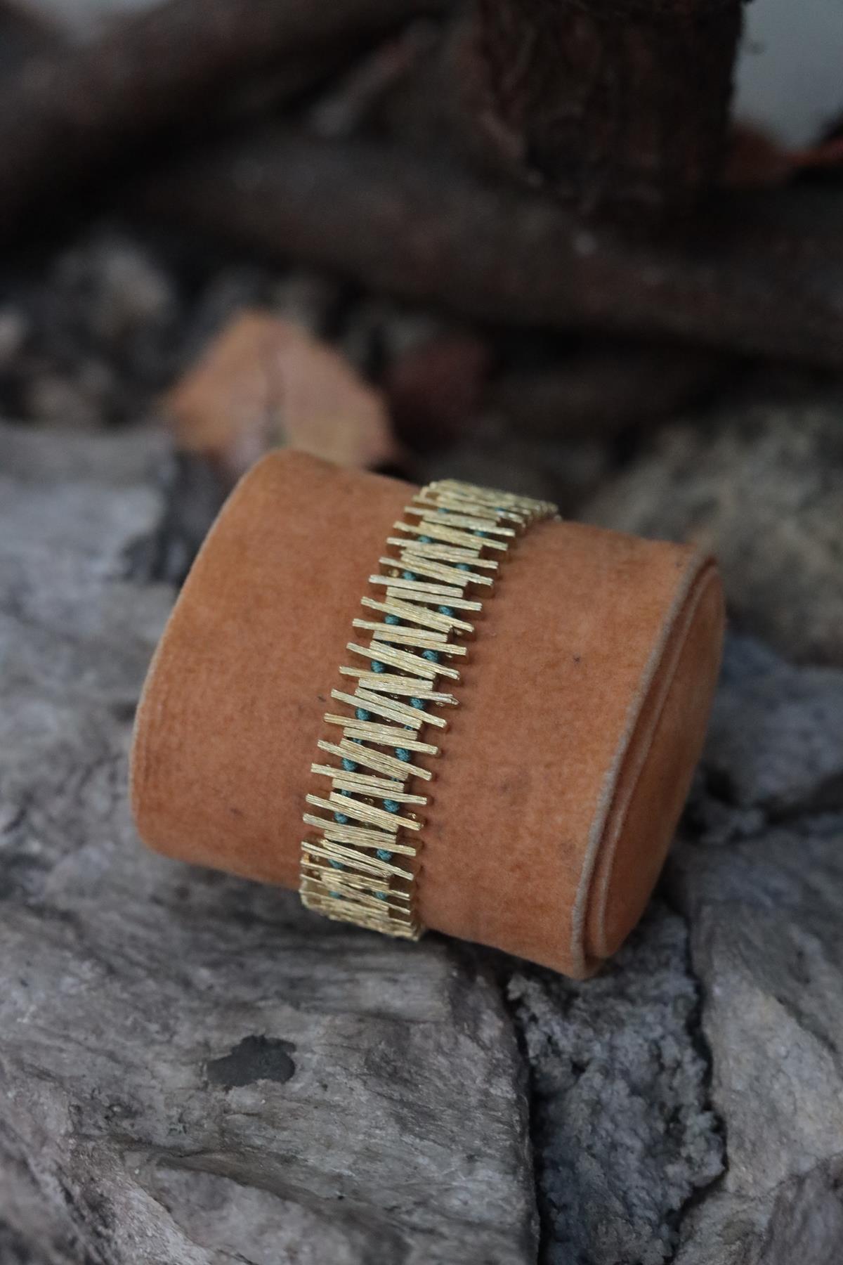 Alloy Madeni Turkuaz İpli El Yapımı Bileklik