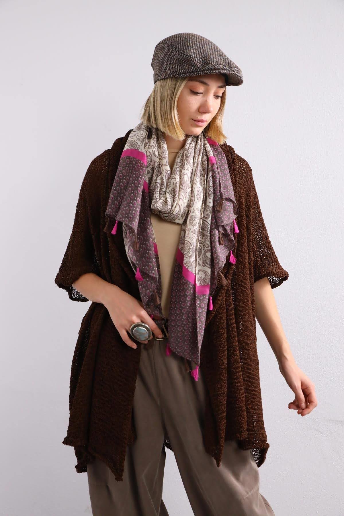 Dark Brown Mercerized Hoodie Cardigan Dark Brown Mercerized Hoodie Cardigan