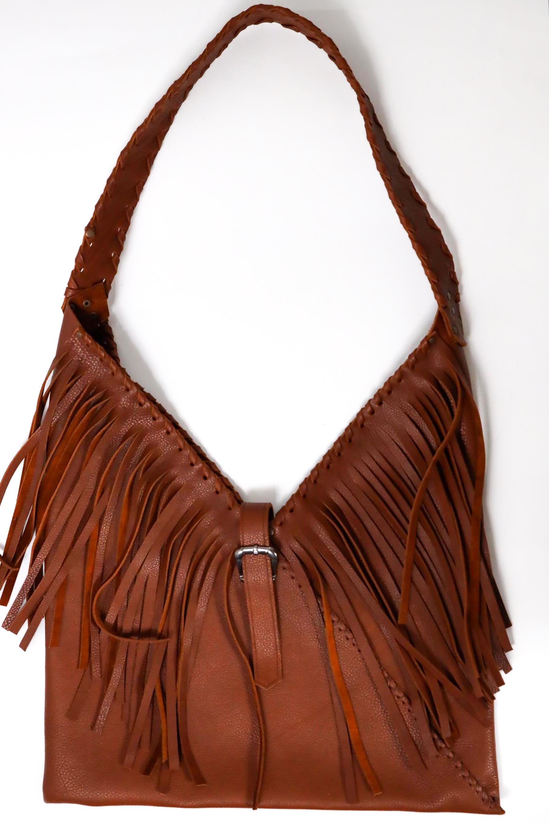  Taba Püsküllü Origami Deri Çanta