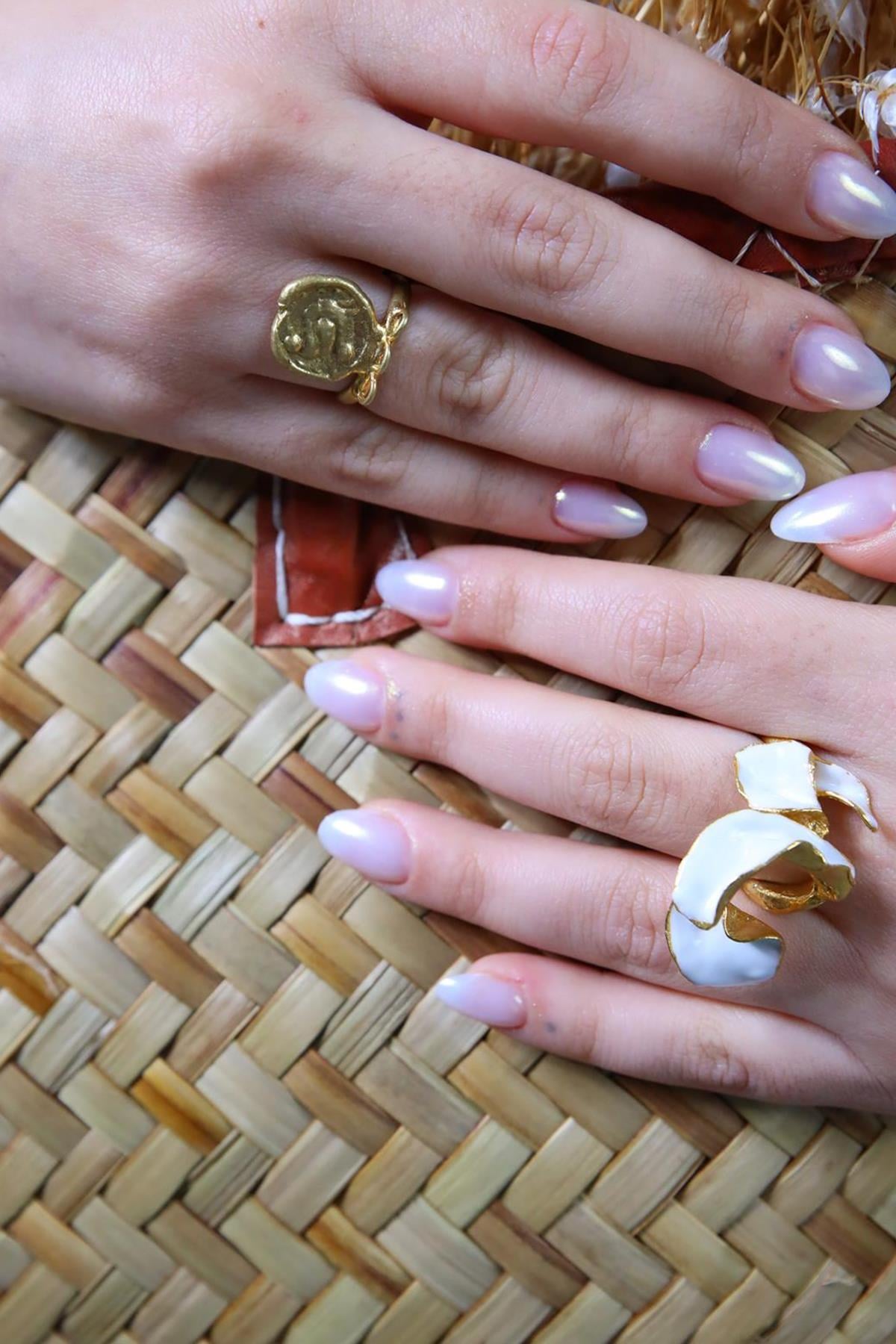 Beyaz Emaye Yüzük - Şaman Butik Beyaz Emaye Yüzük