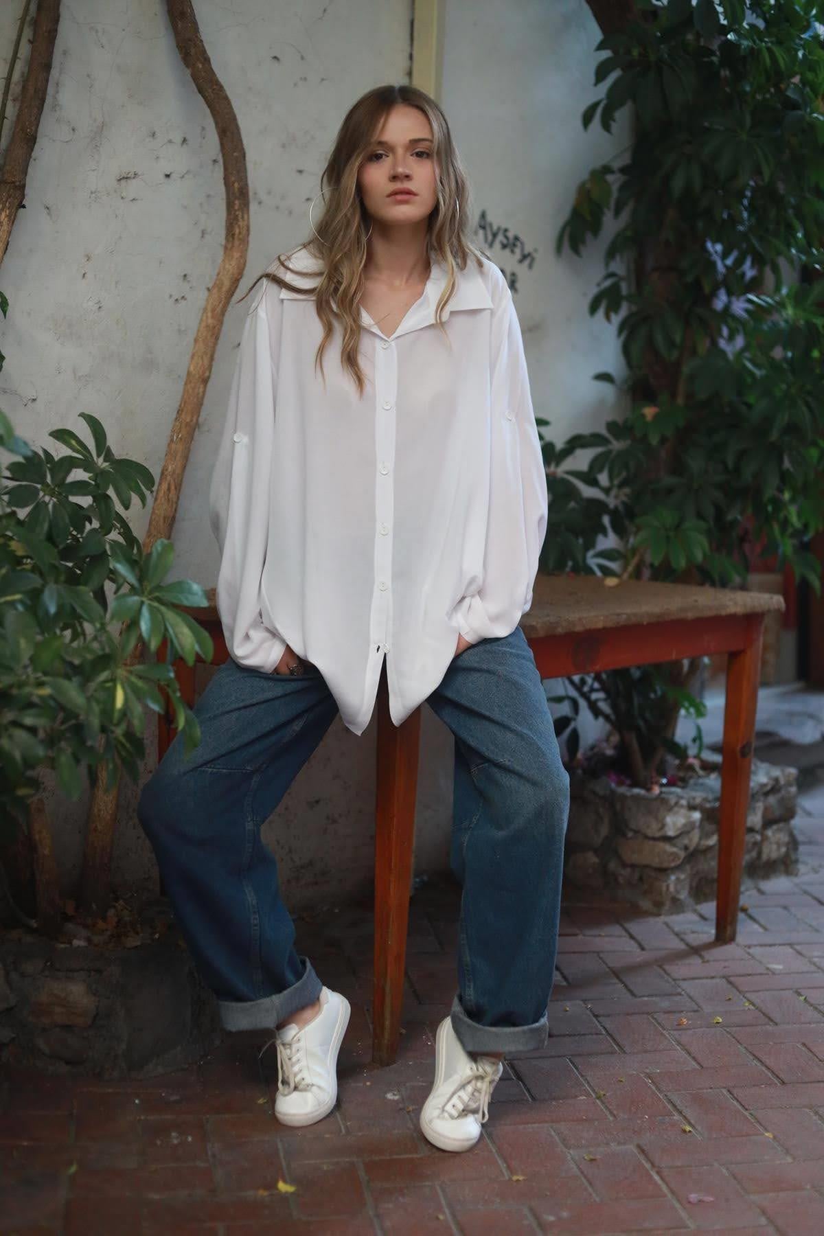 White Long Back Shirt