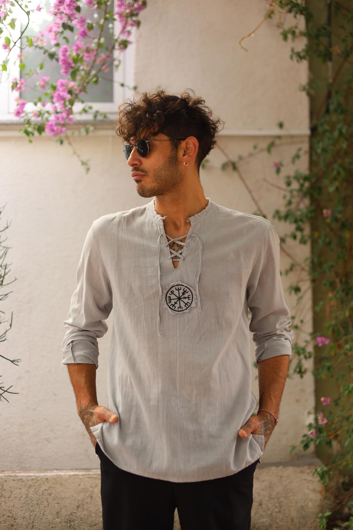 Gray Mandala Pattern Men's Shirt