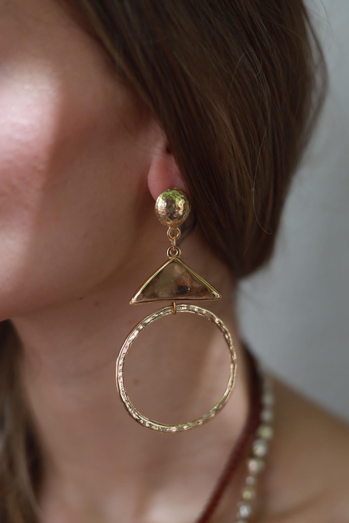 Geometric Design Gold Plated Earrings