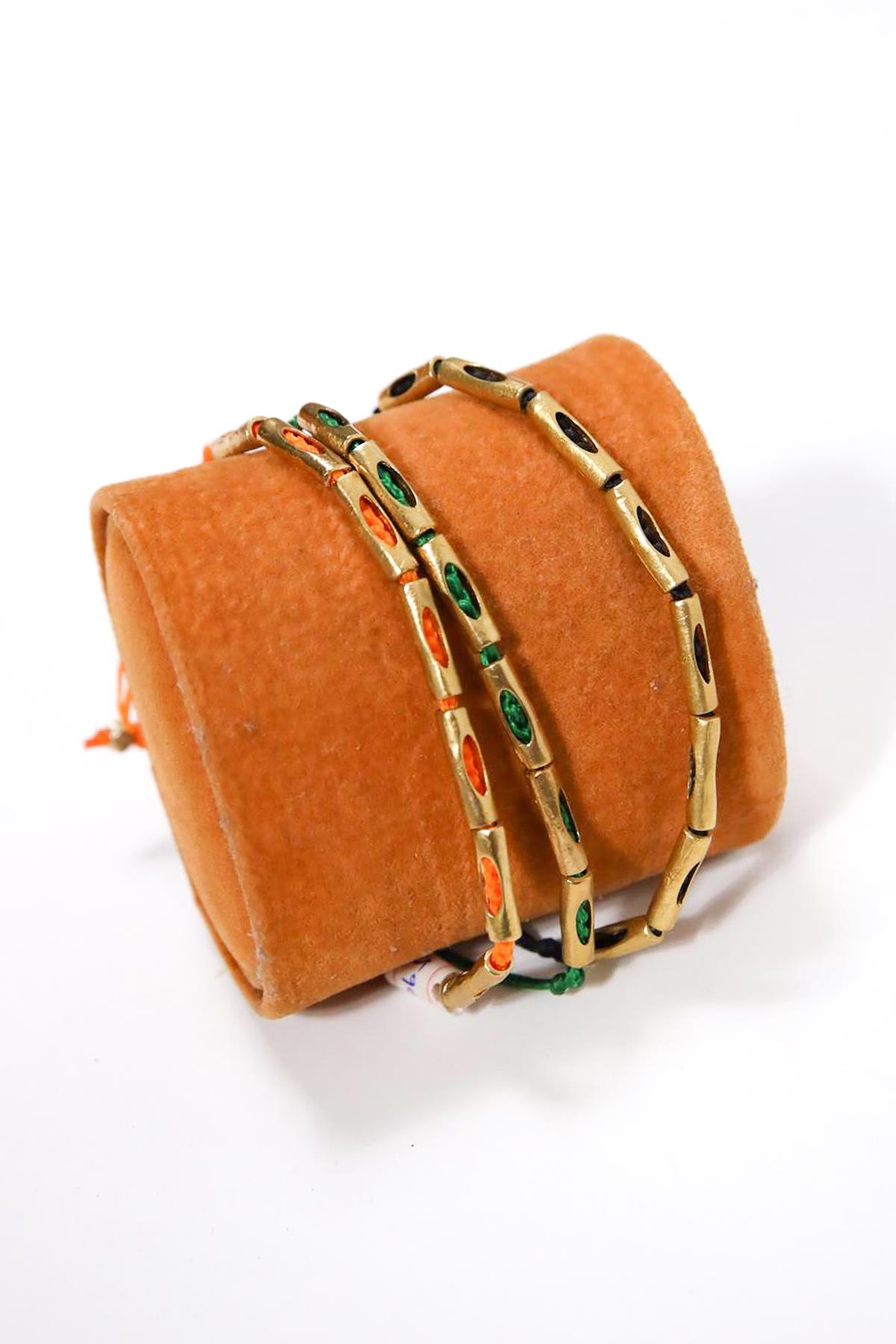 Siyah İpli Bronz Bileklik - Şaman Butik Siyah İpli Bronz Bileklik