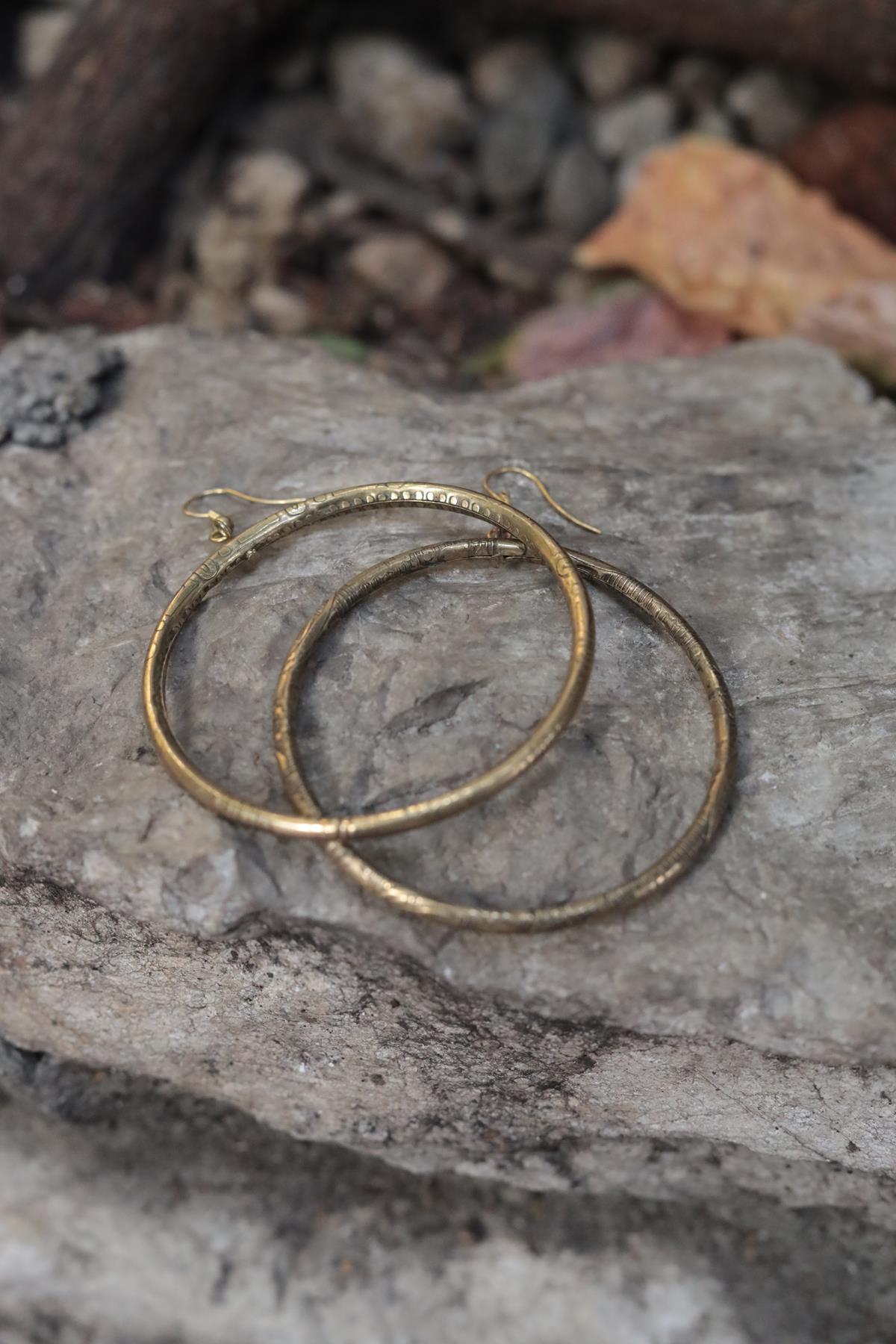 Bronz Kaplama Halka Küpe